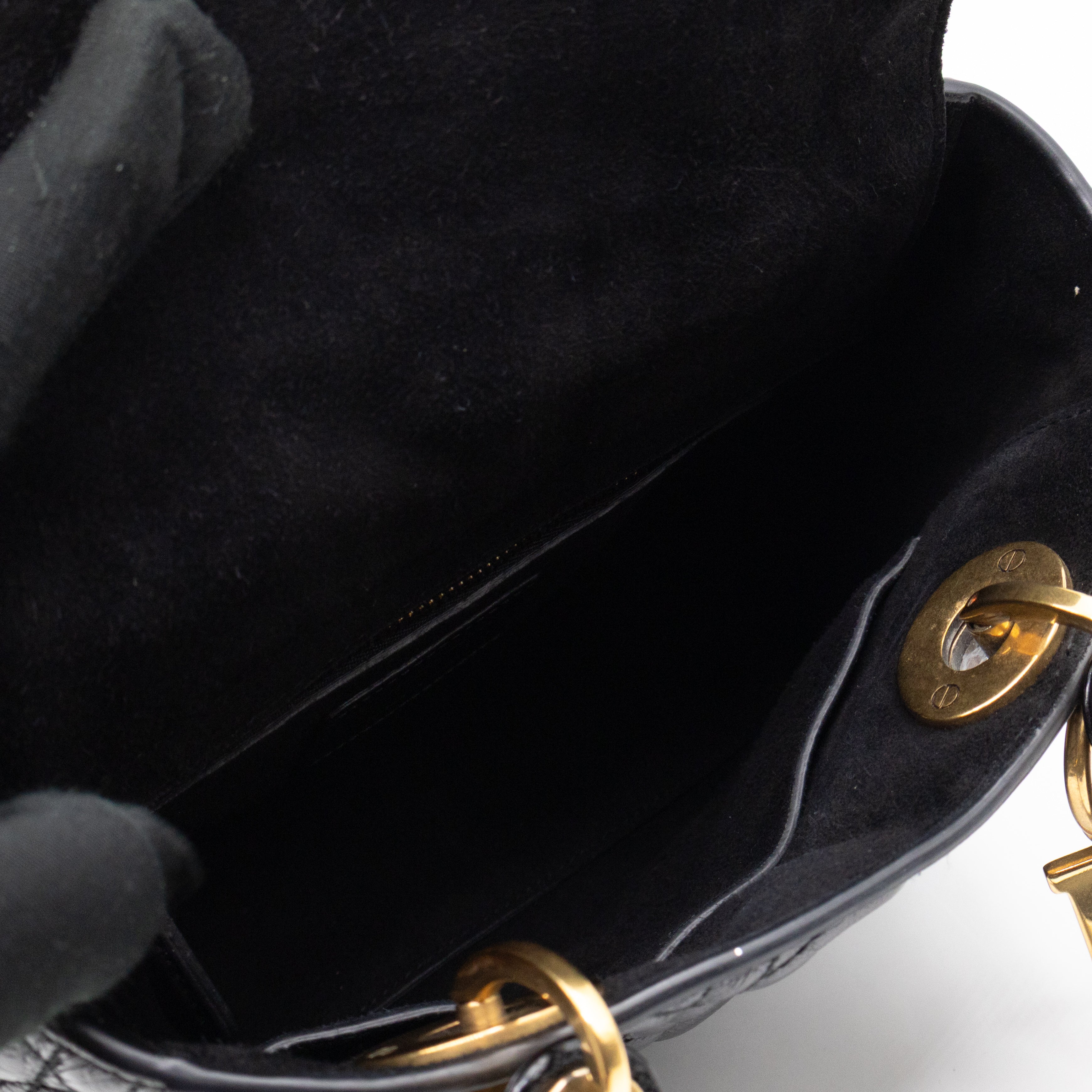 Lady Dior Small My ABCDior Black Cannage Crinkled Patent Leather