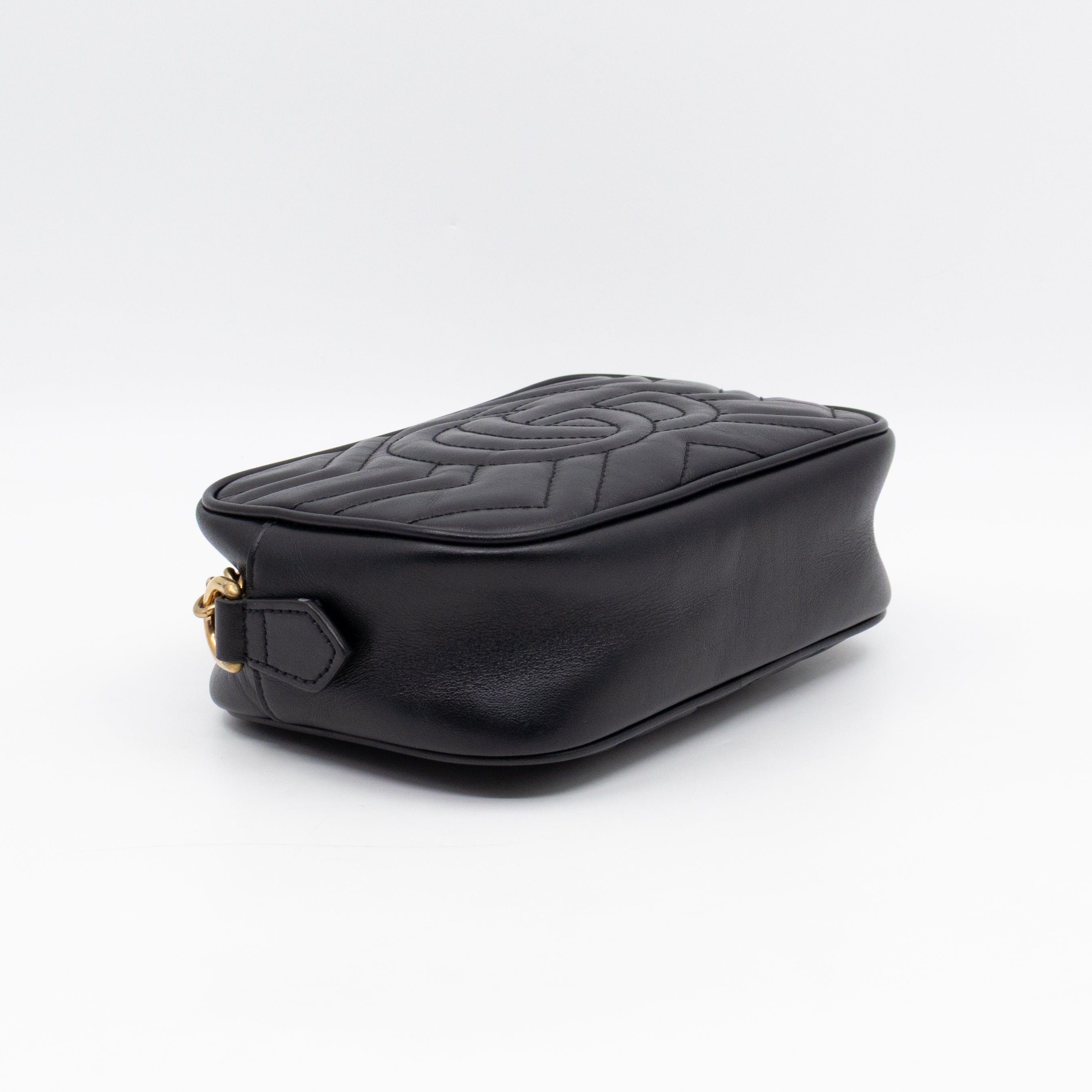 GG Marmont Matelassé Mini Camera Bag Black Leather
