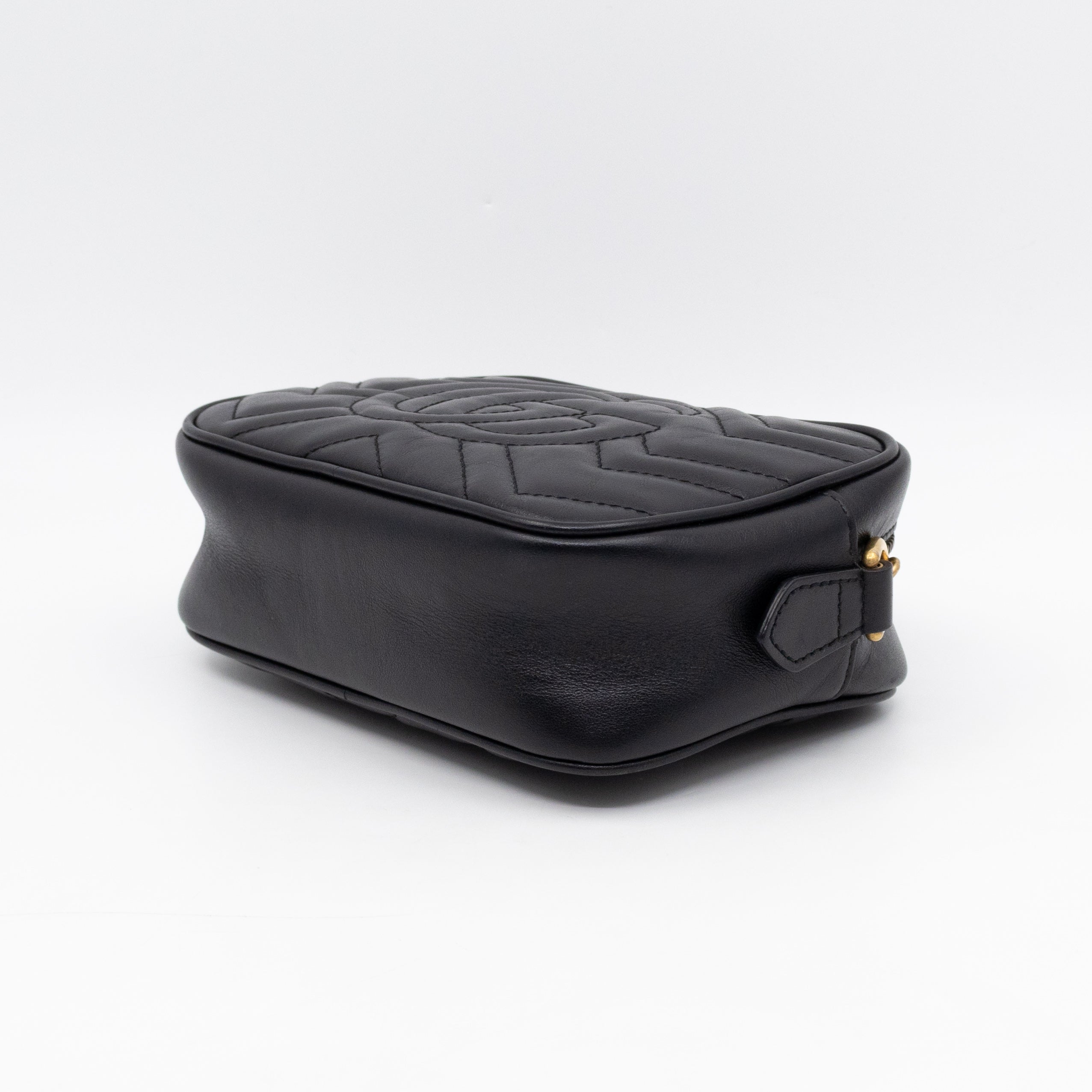 GG Marmont Matelassé Mini Camera Bag Black Leather