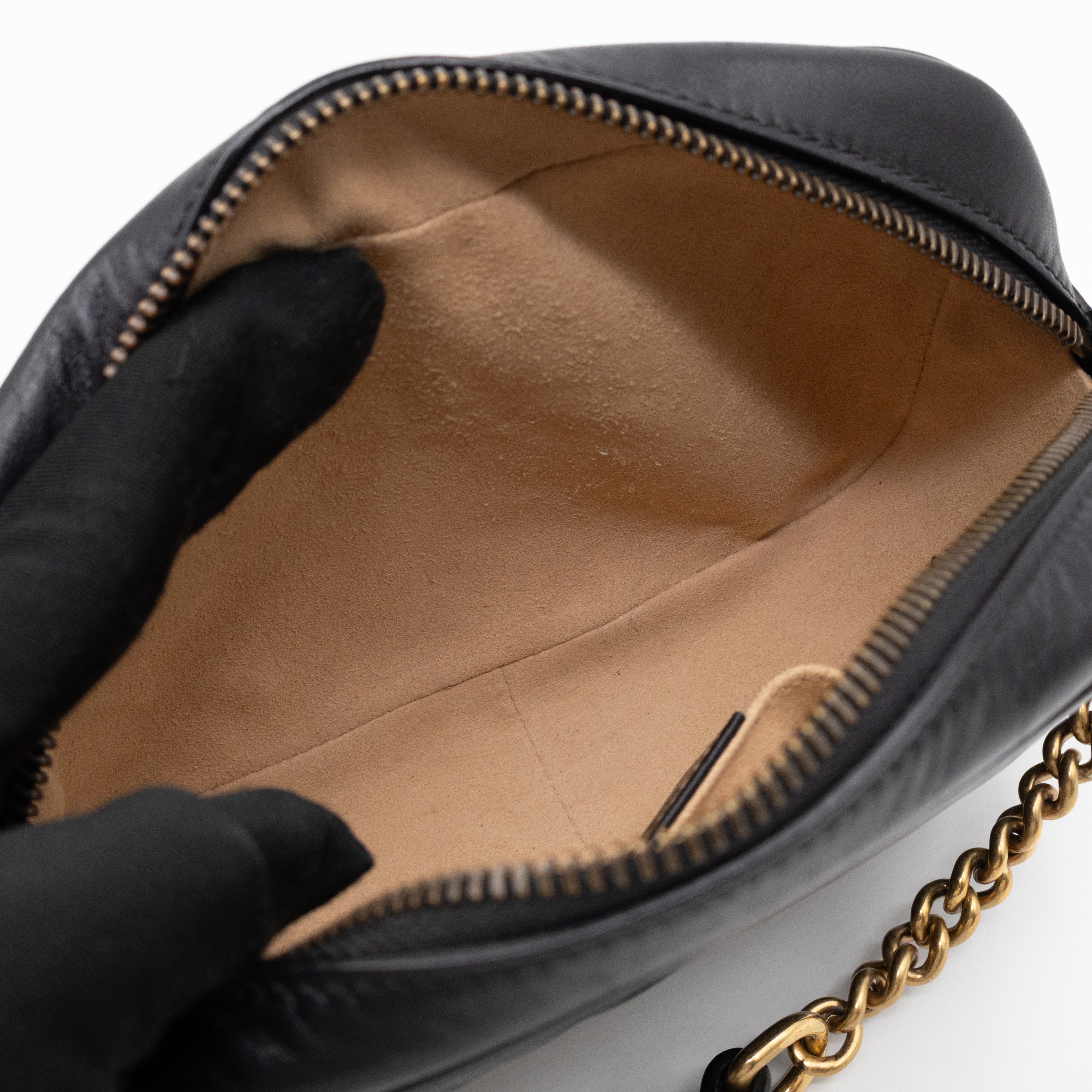 GG Marmont Matelassé Mini Camera Bag Black Leather