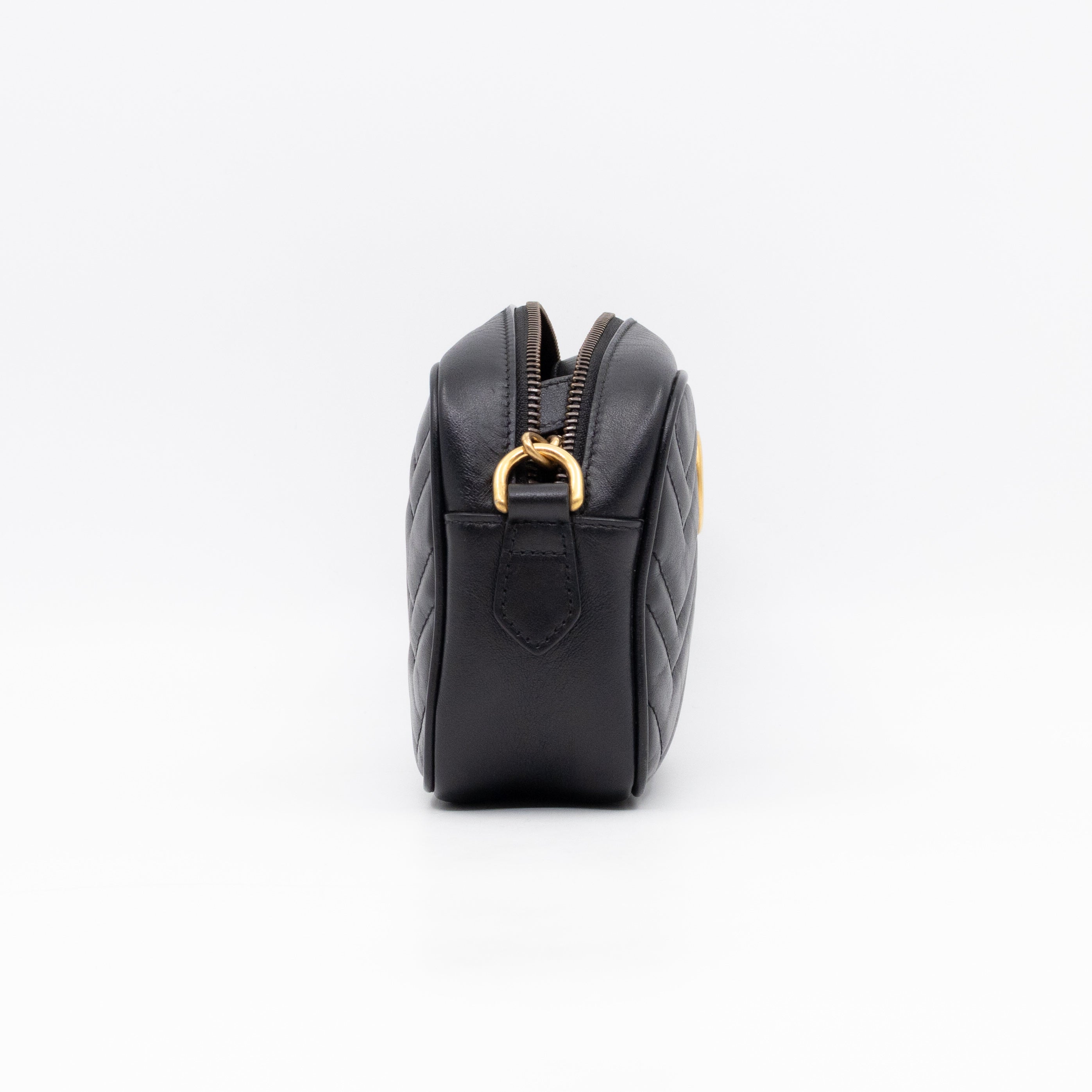 GG Marmont Matelassé Mini Camera Bag Black Leather