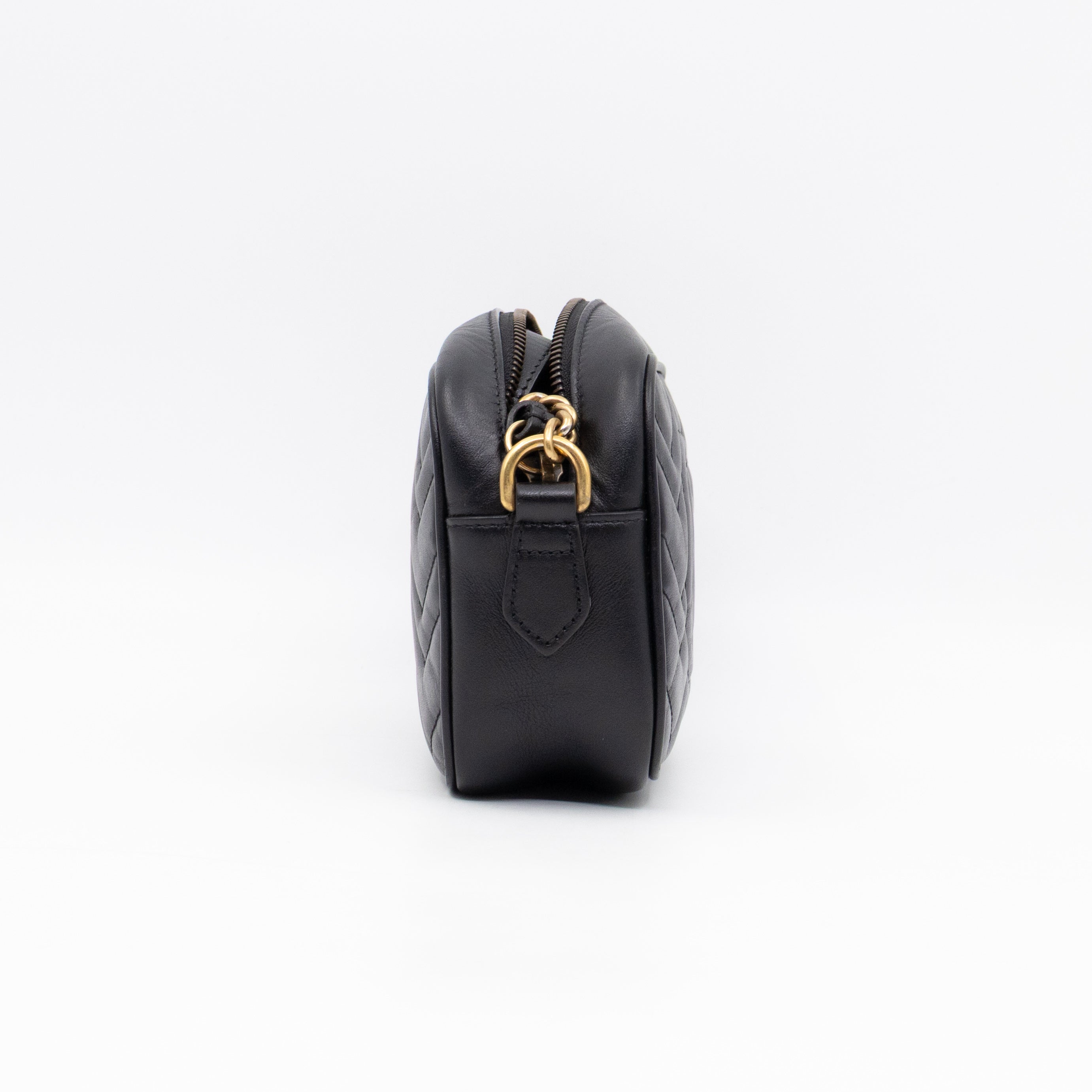 GG Marmont Matelassé Mini Camera Bag Black Leather