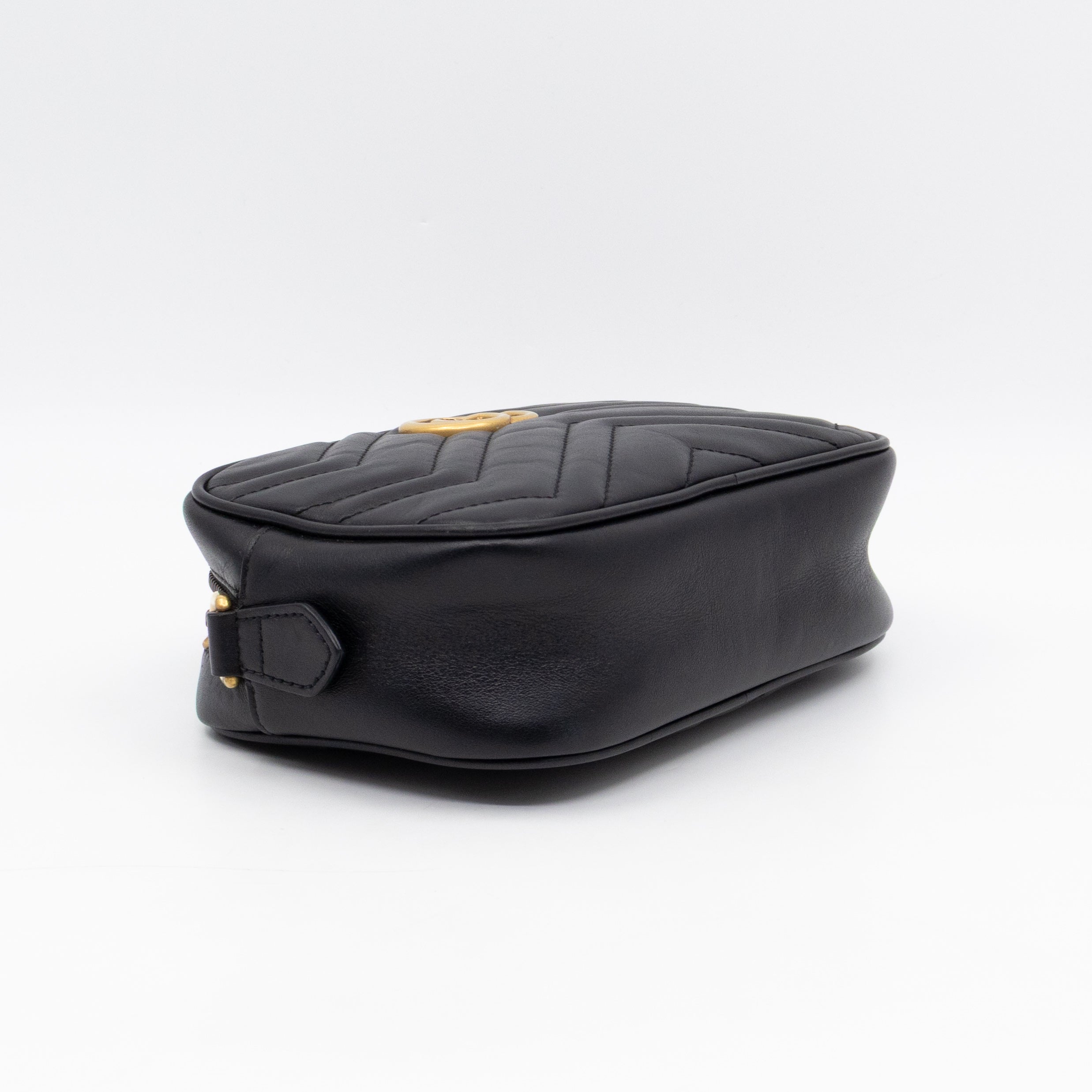 GG Marmont Matelassé Mini Camera Bag Black Leather