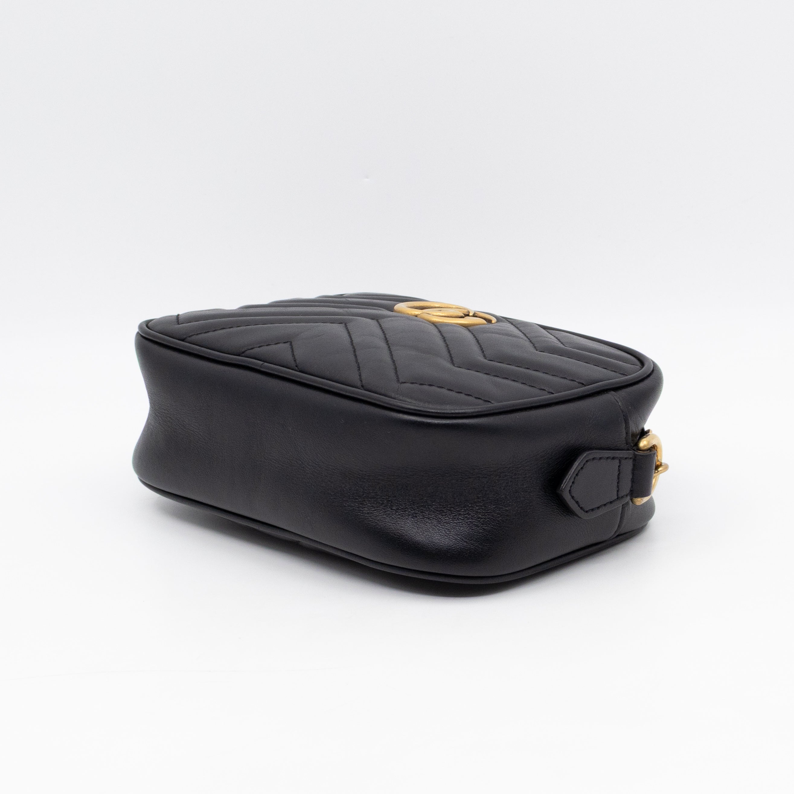 GG Marmont Matelassé Mini Camera Bag Black Leather