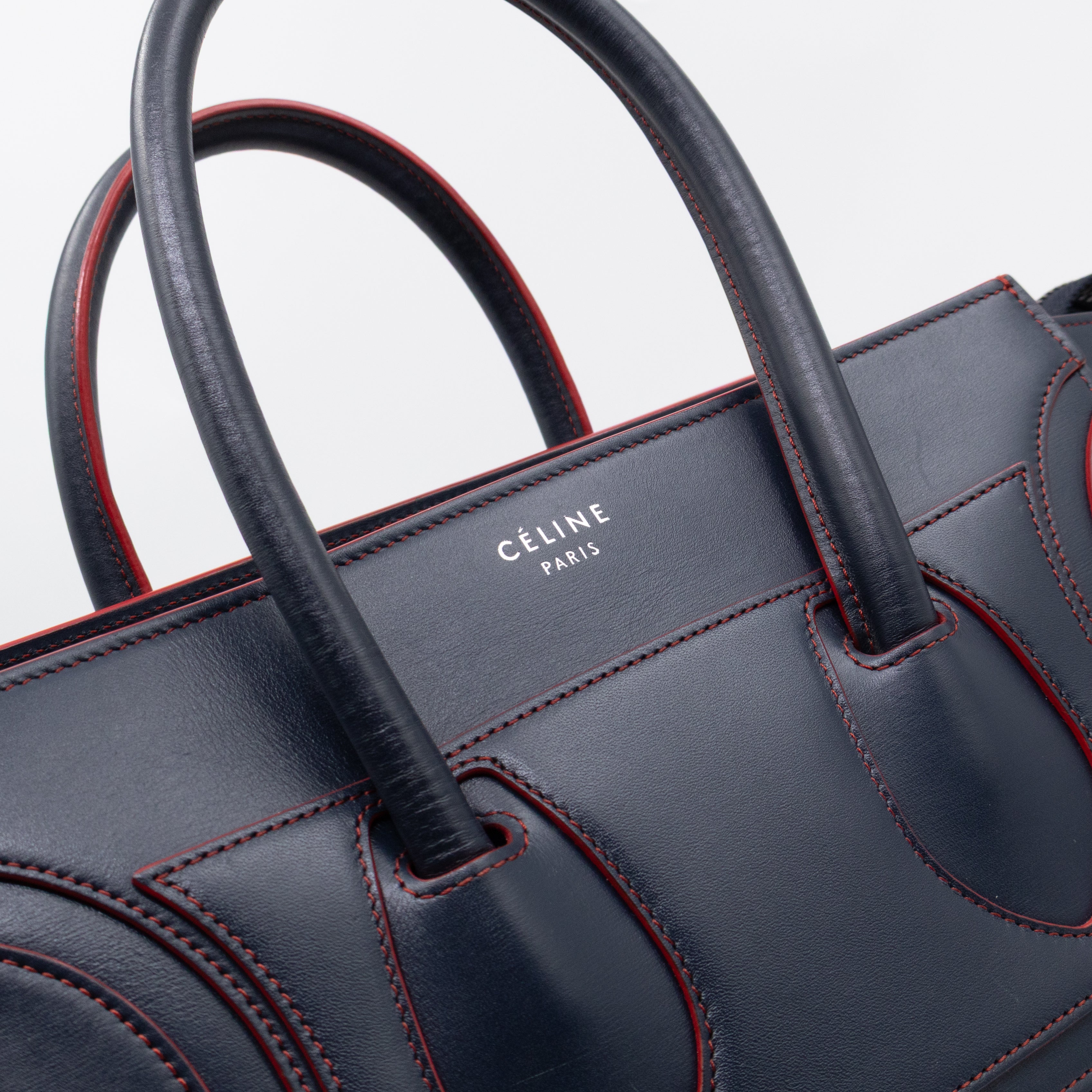 Micro Luggage Navy Blue Leather