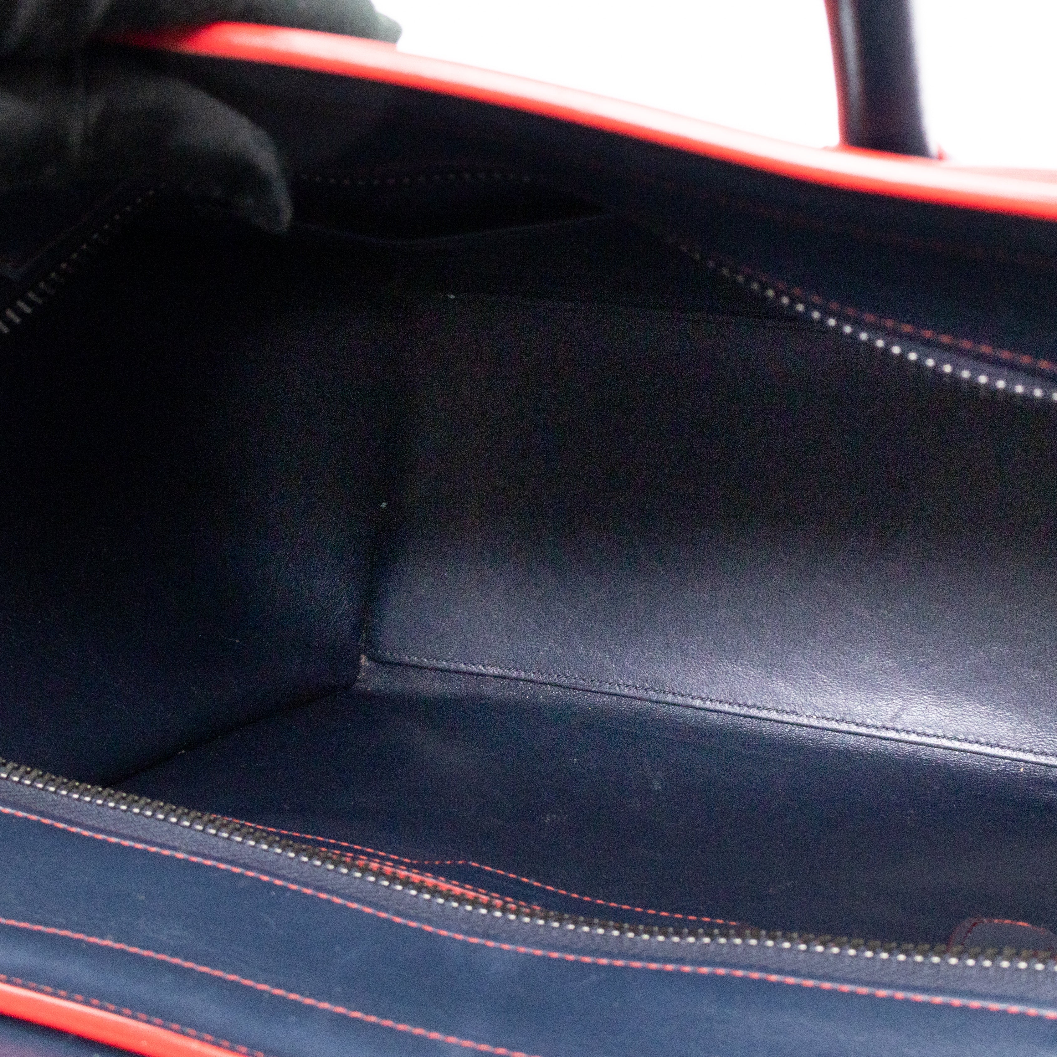 Micro Luggage Navy Blue Leather