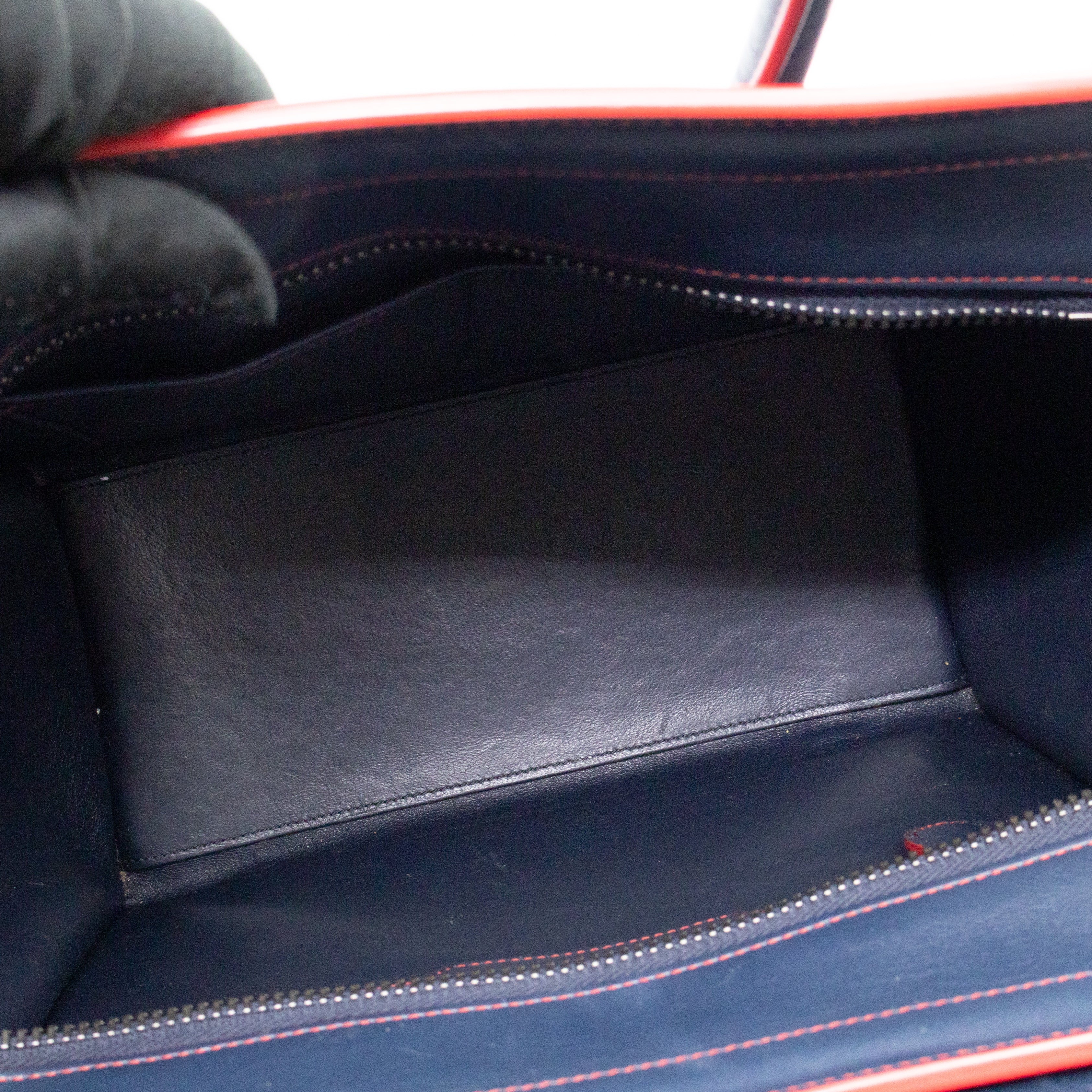 Micro Luggage Navy Blue Leather