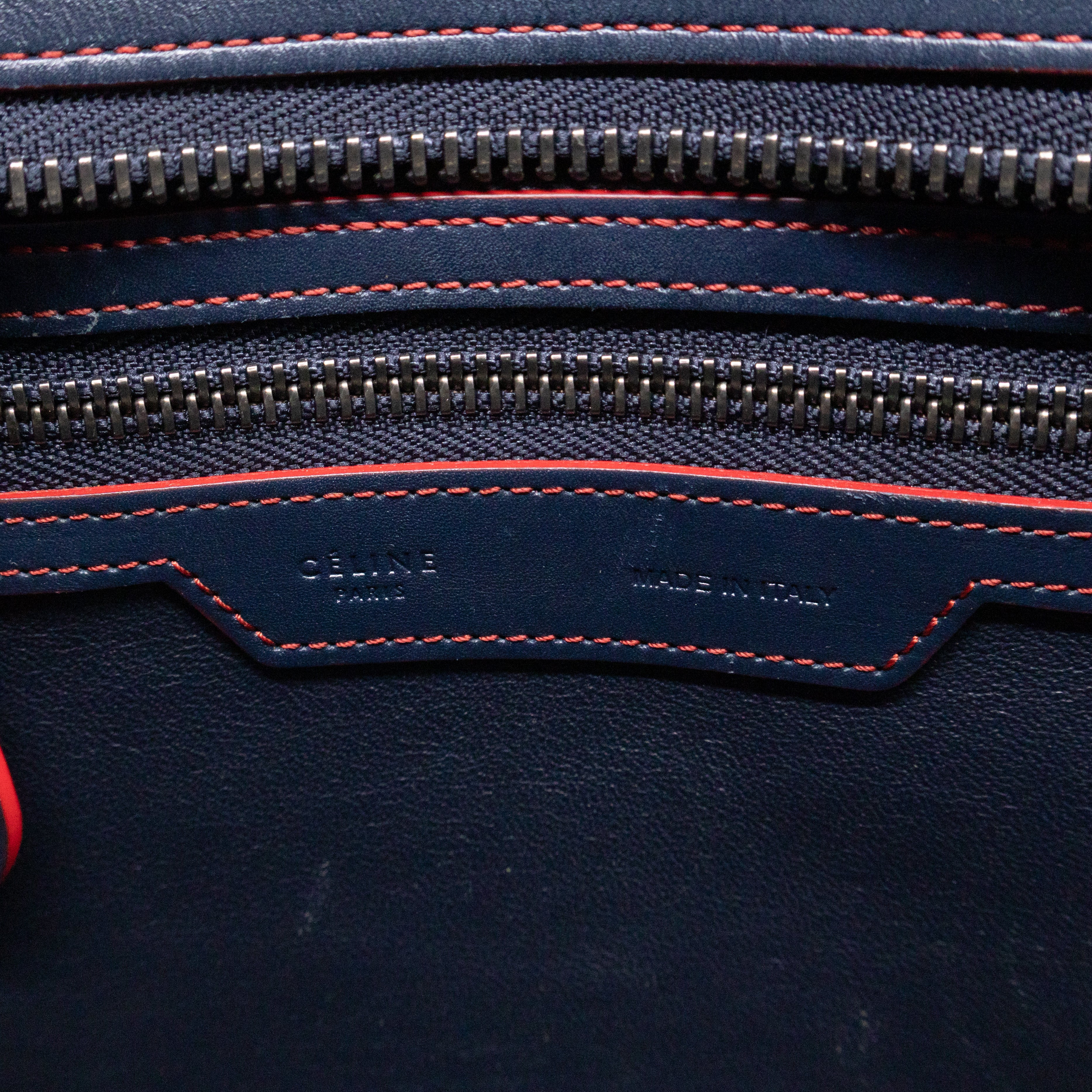 Micro Luggage Navy Blue Leather