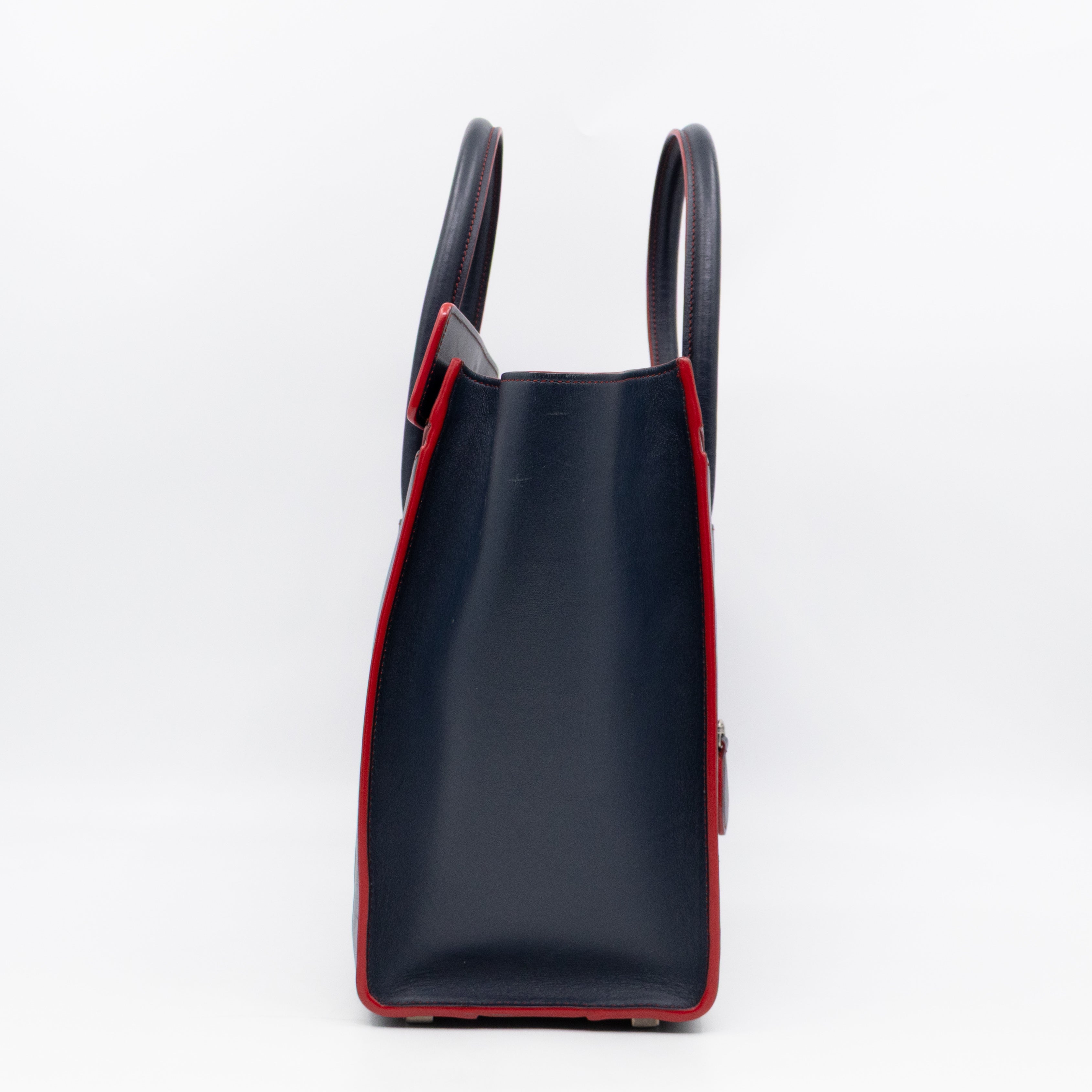 Micro Luggage Navy Blue Leather