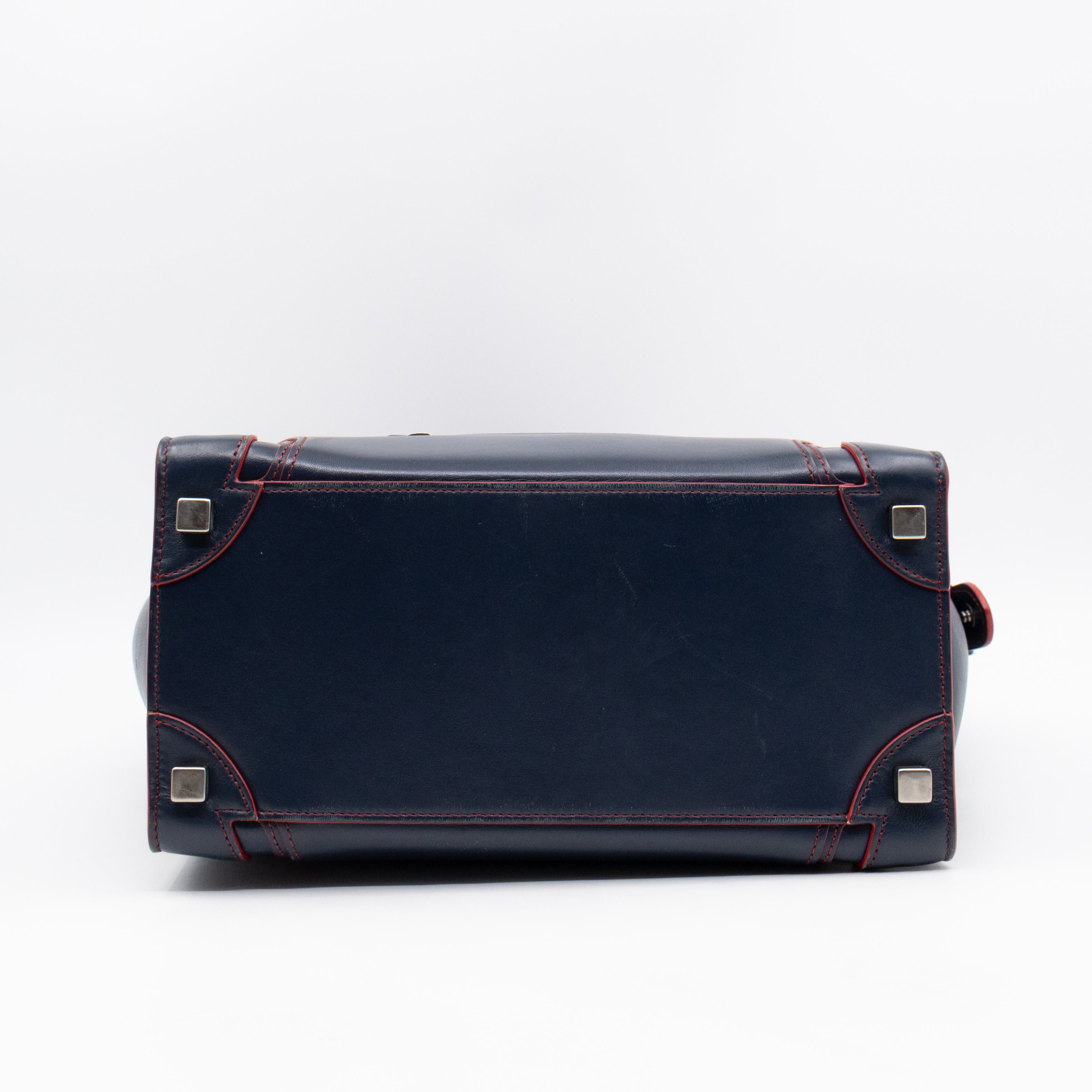 Micro Luggage Navy Blue Leather