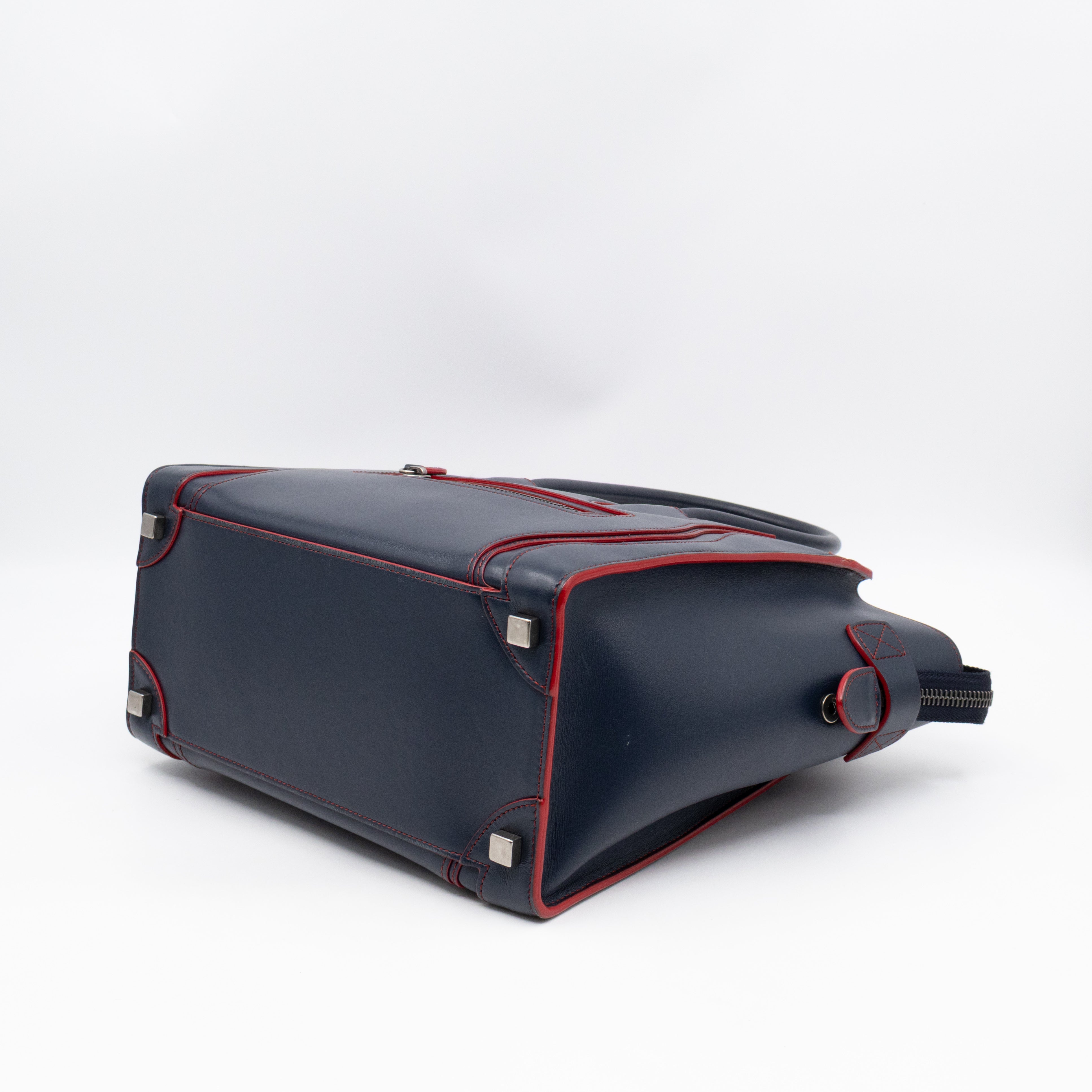 Micro Luggage Navy Blue Leather