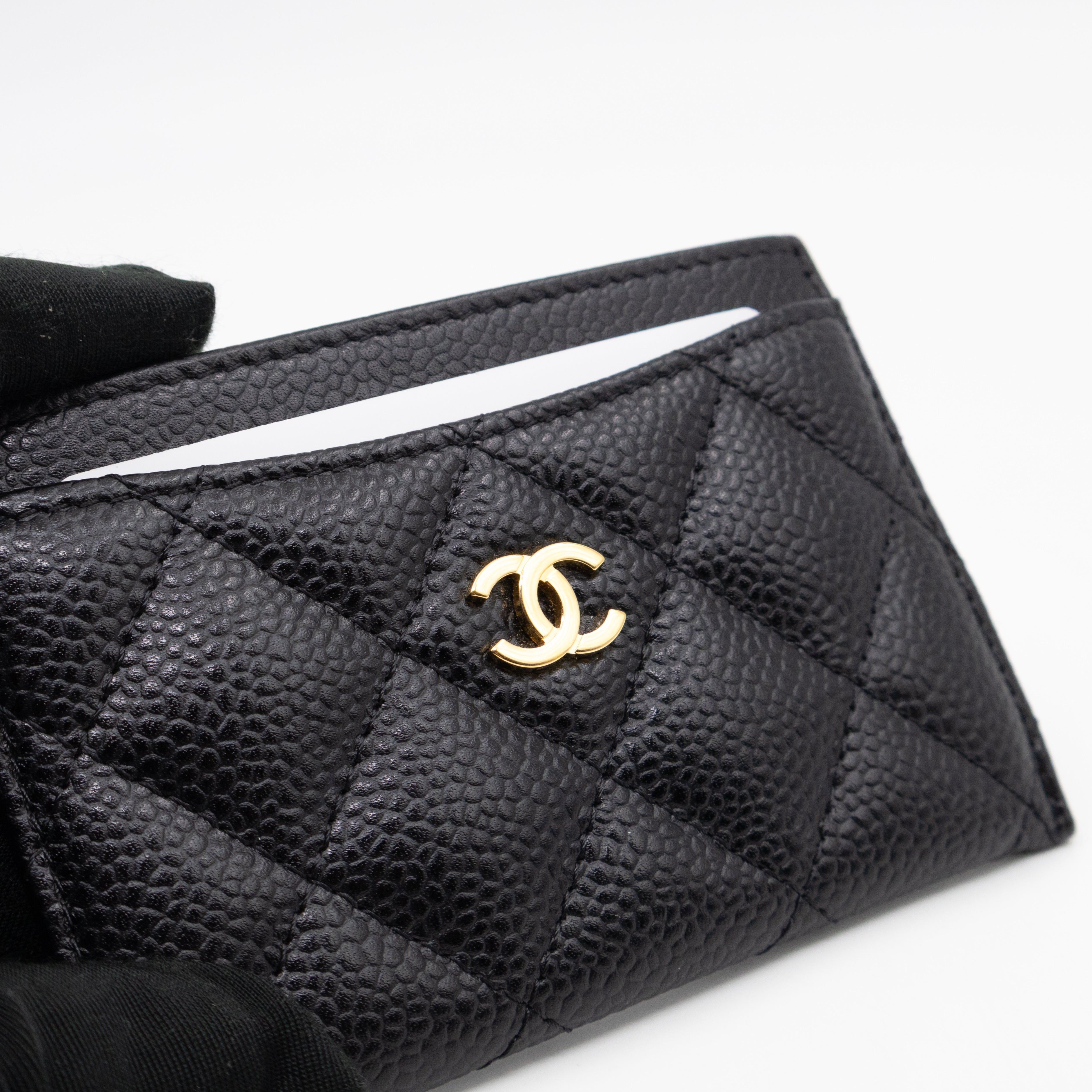 Classic Card Holder Black Caviar Gold