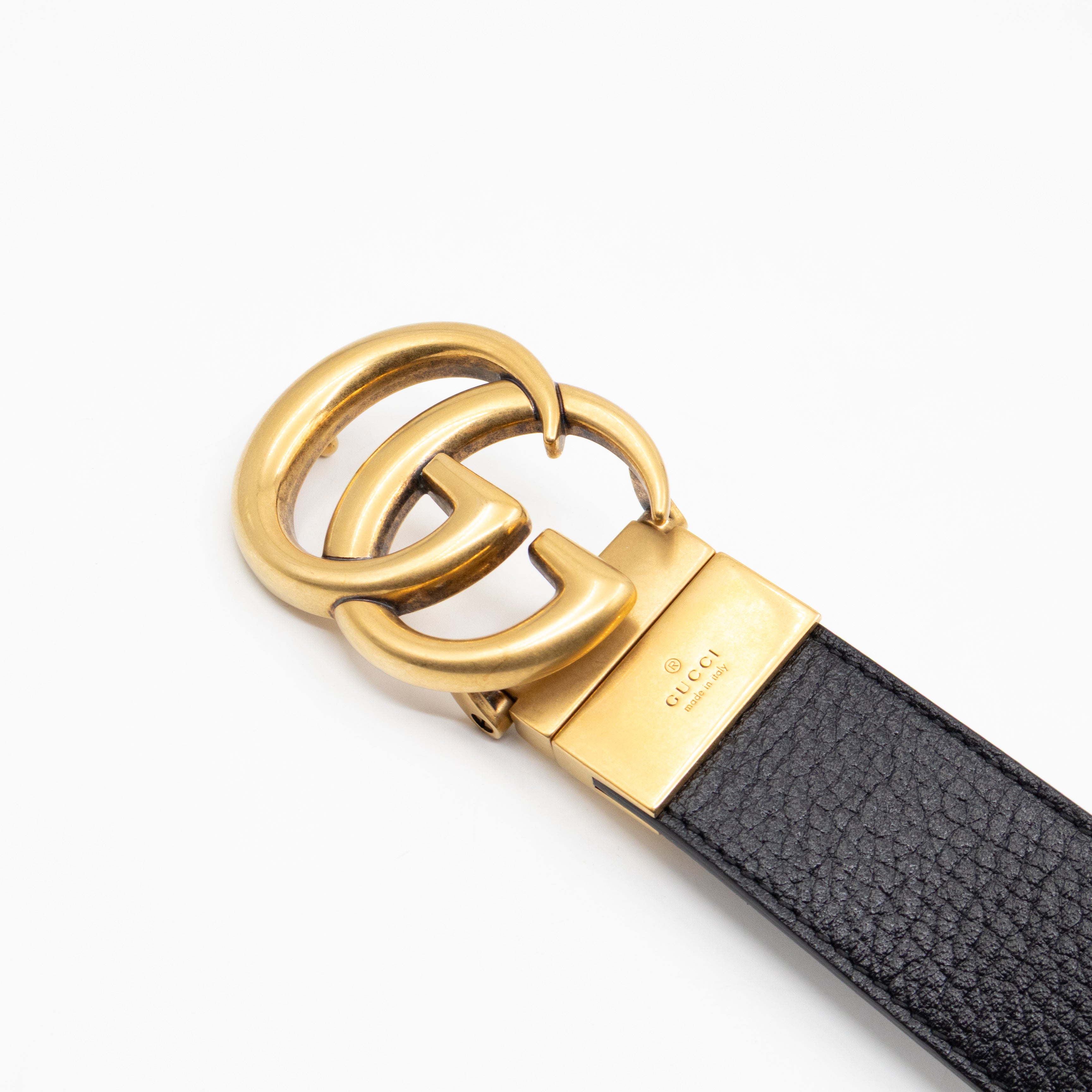 GG Marmont Reversible Black Brown Leather Belt 95/38