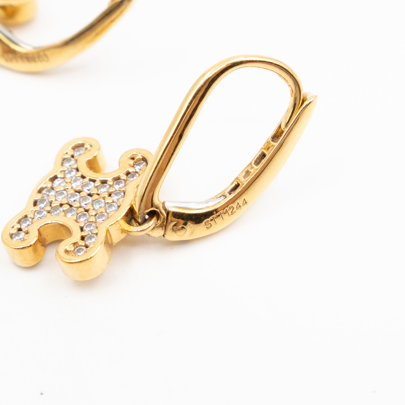 Triomphe Rhinestone Earrings Gold