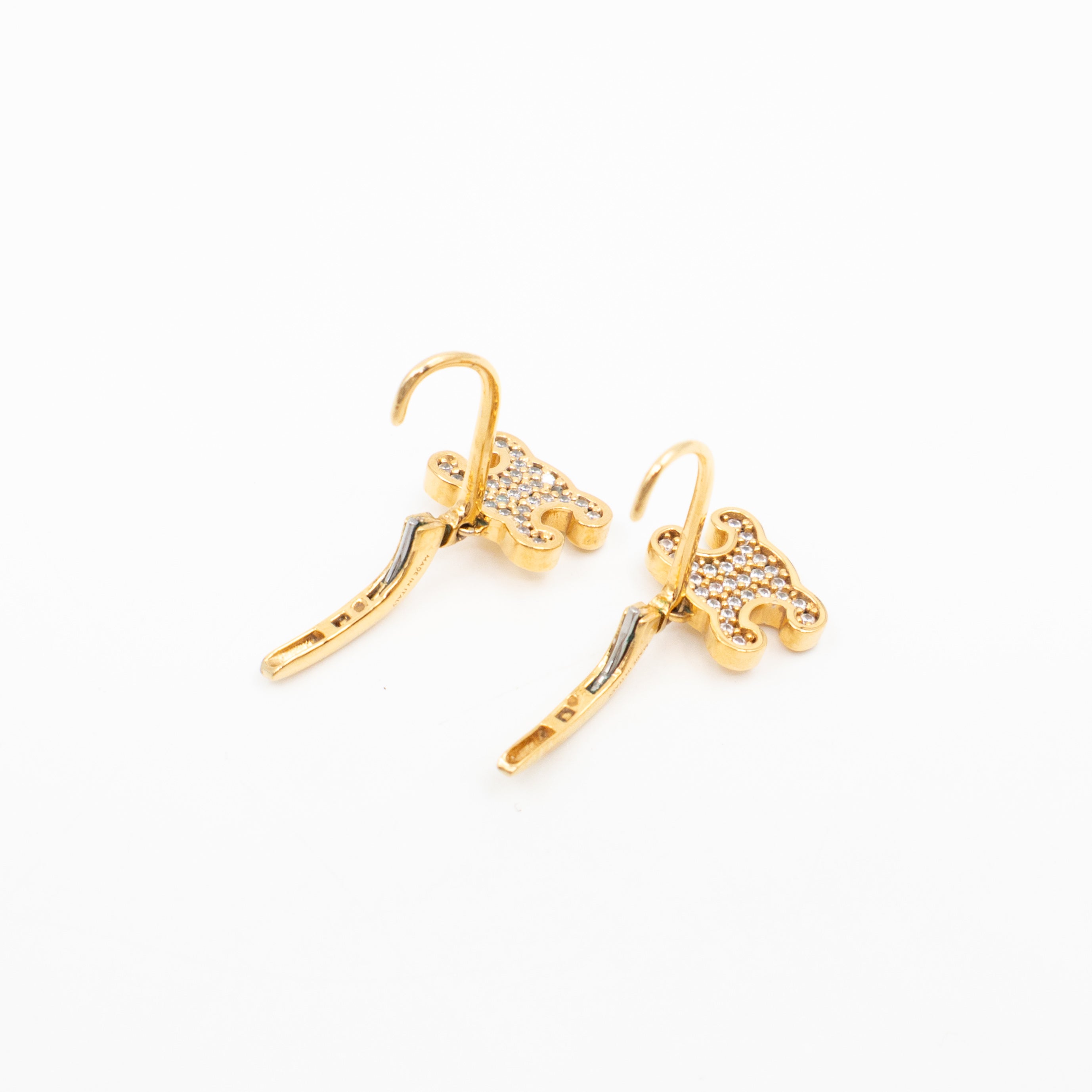 Triomphe Rhinestone Earrings Gold