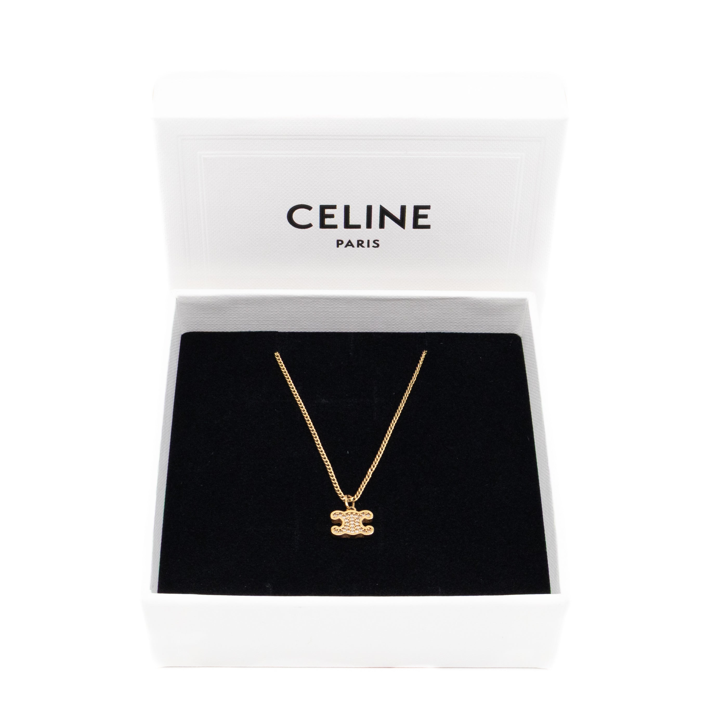 Céline Triomphe Rhinestone Necklace Gold – Queen Station