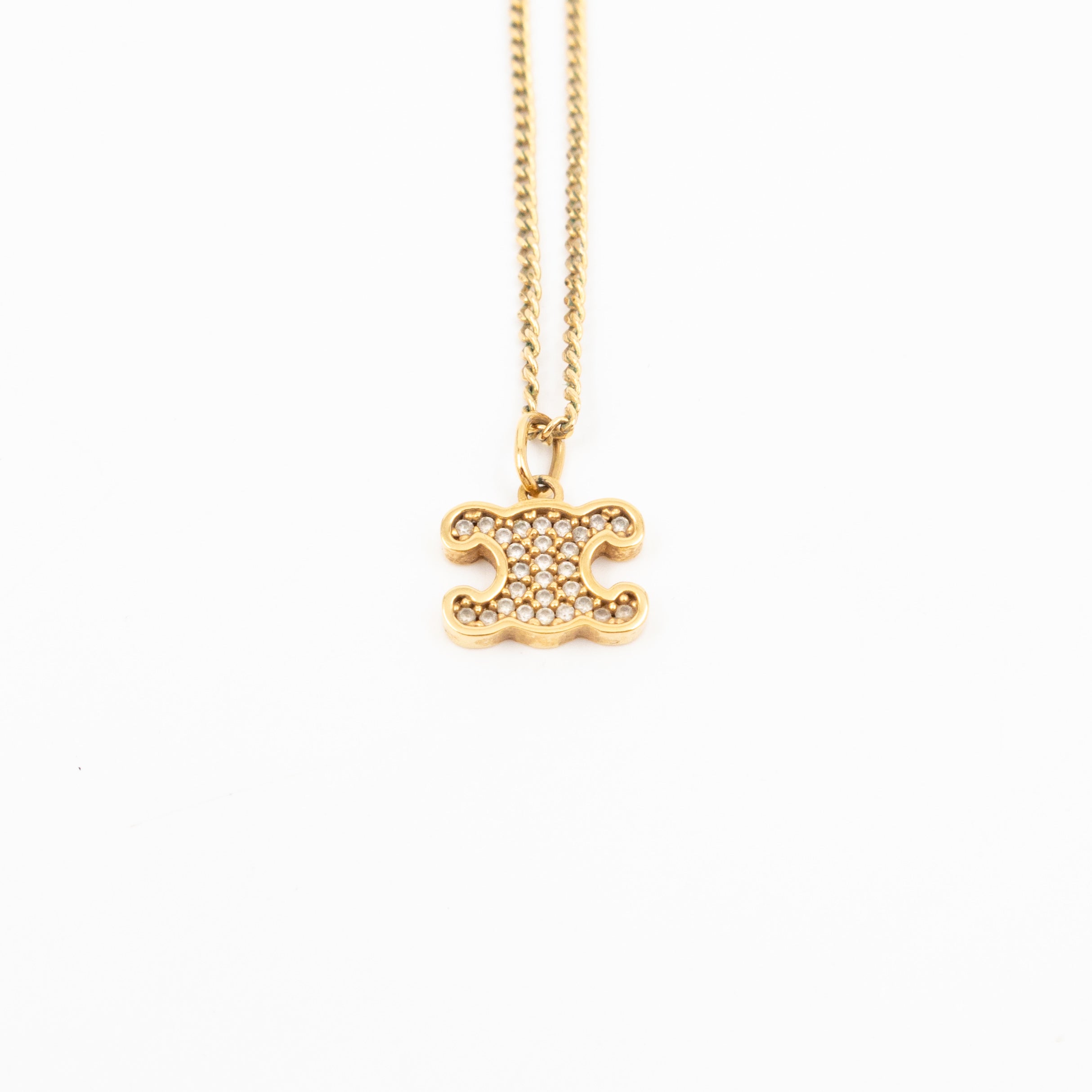 Triomphe Rhinestone Necklace Gold