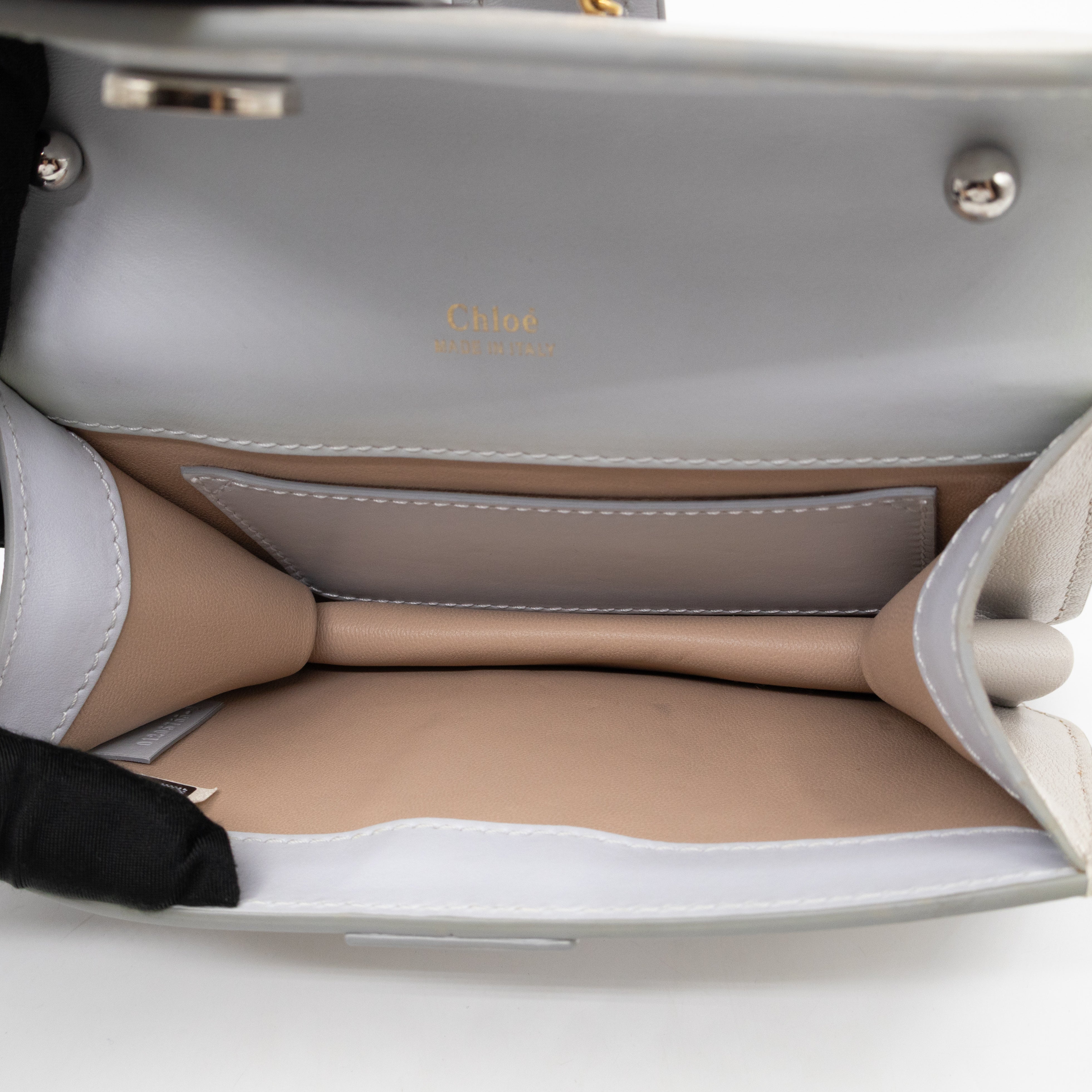 Aby Chain Mini Shoulder Bag Motty Grey Leather
