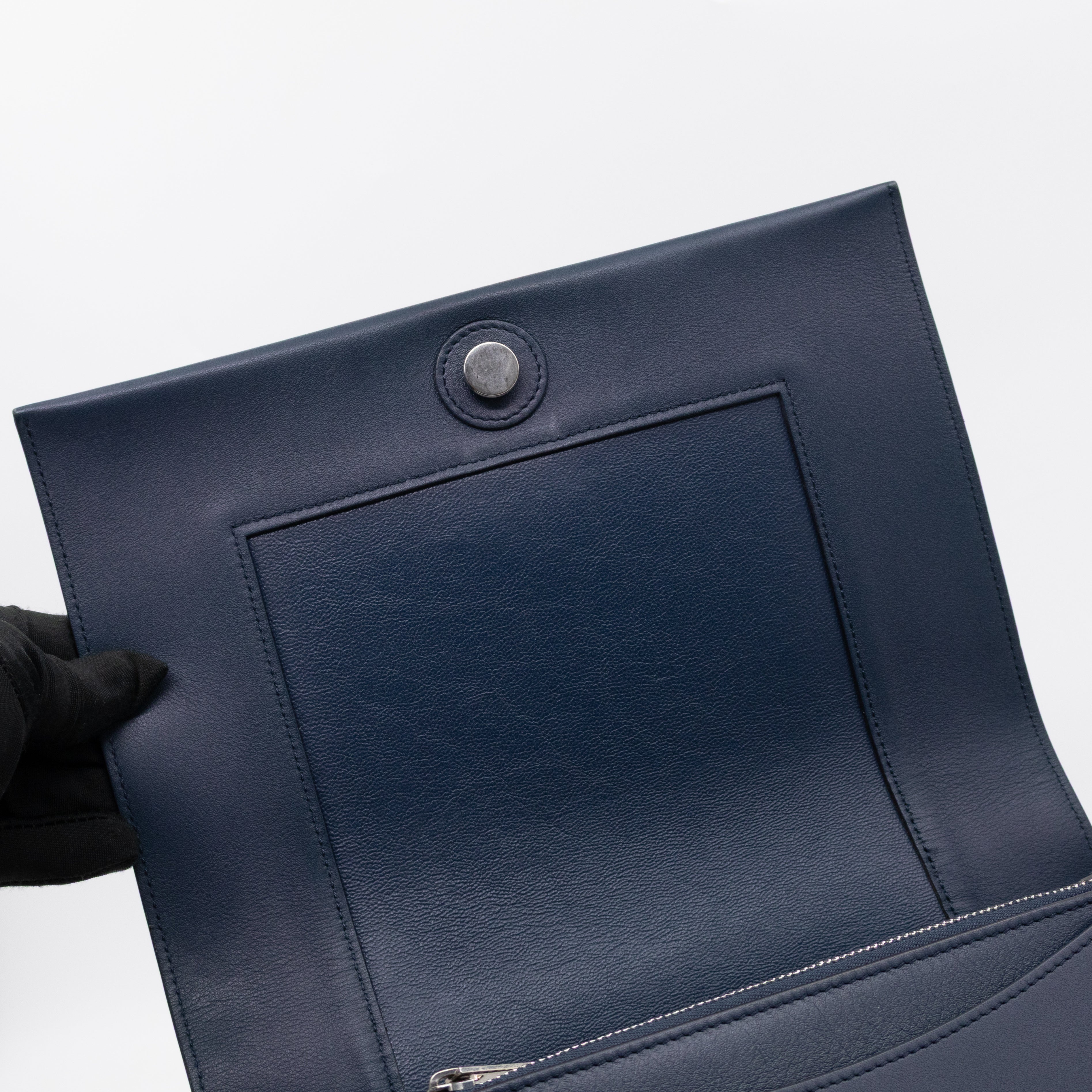 Frame Medium Shoulder Bag Steel Blue & Plum Leather
