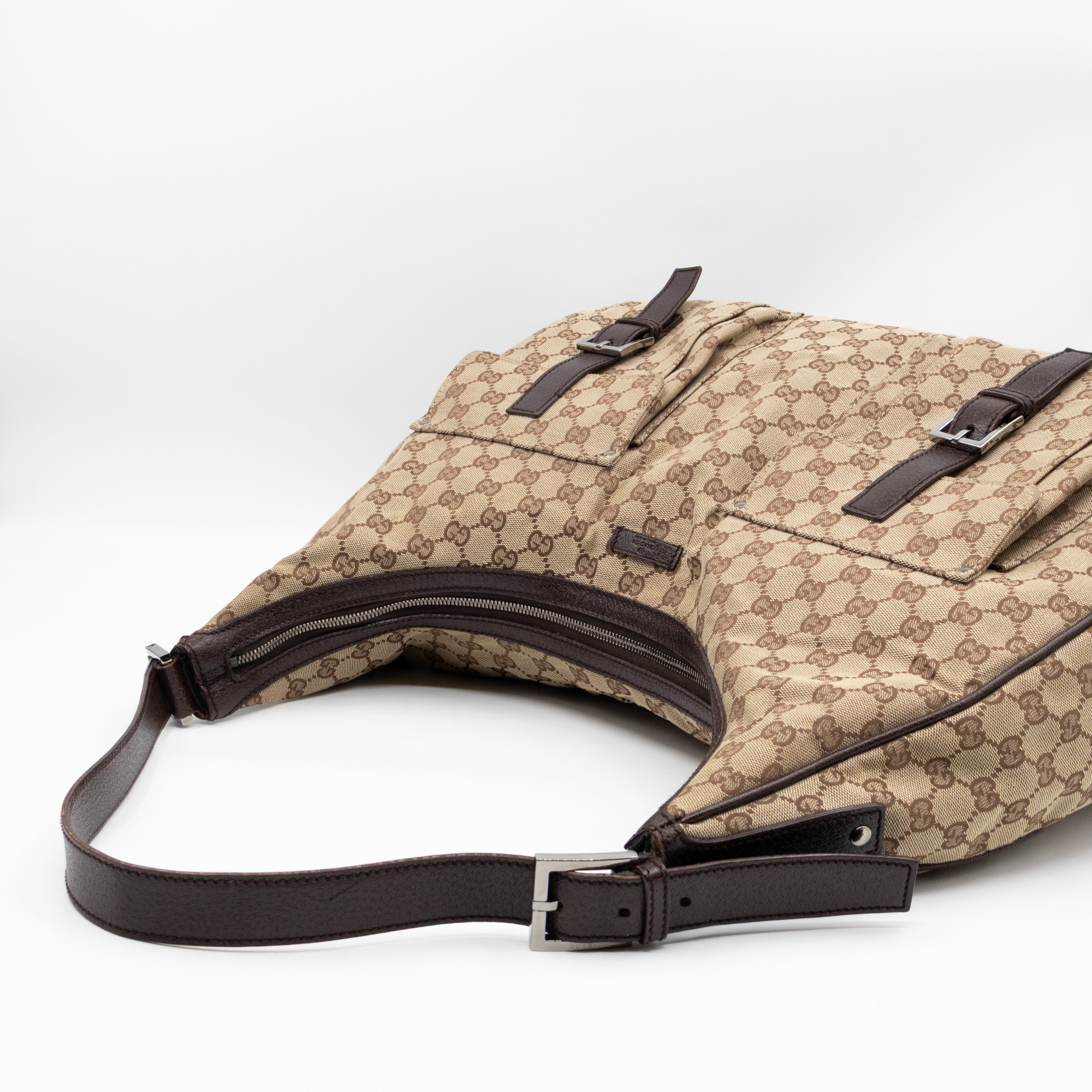 Double Pocket Hobo Bag GG Supreme Canvas