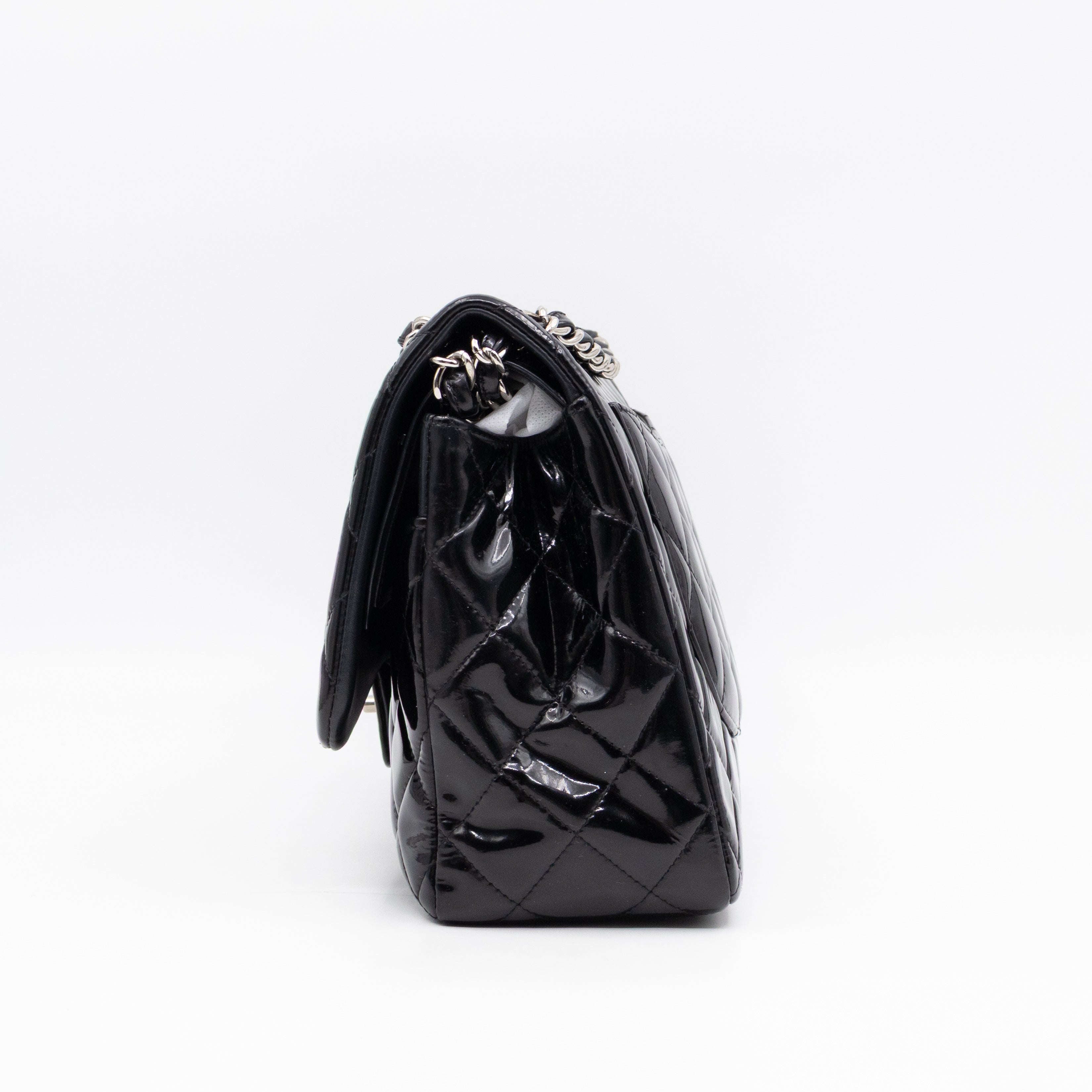 Classic Double Flap Jumbo Black Patent Leather