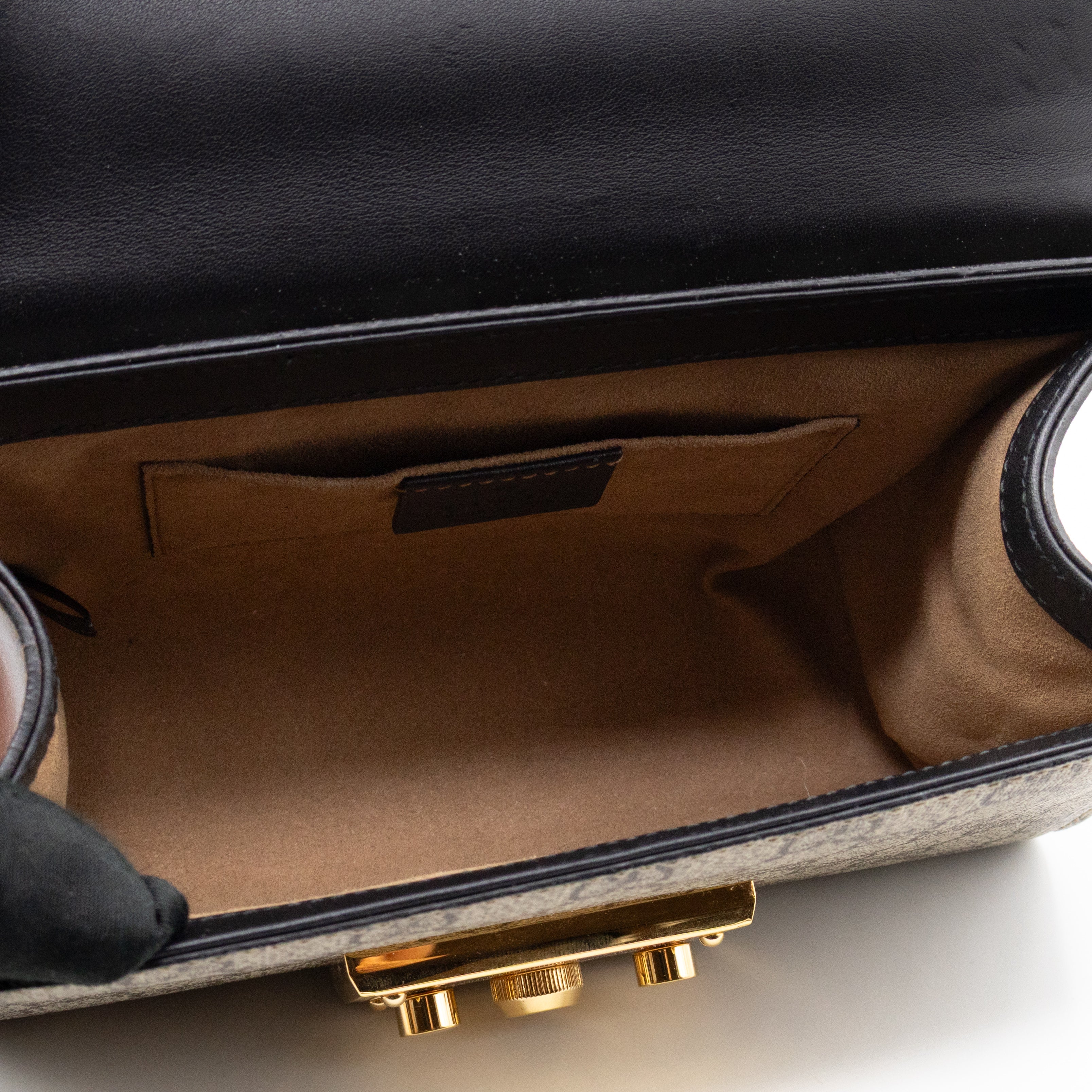 Padlock Flap Bag Small GG Supreme Black Leather