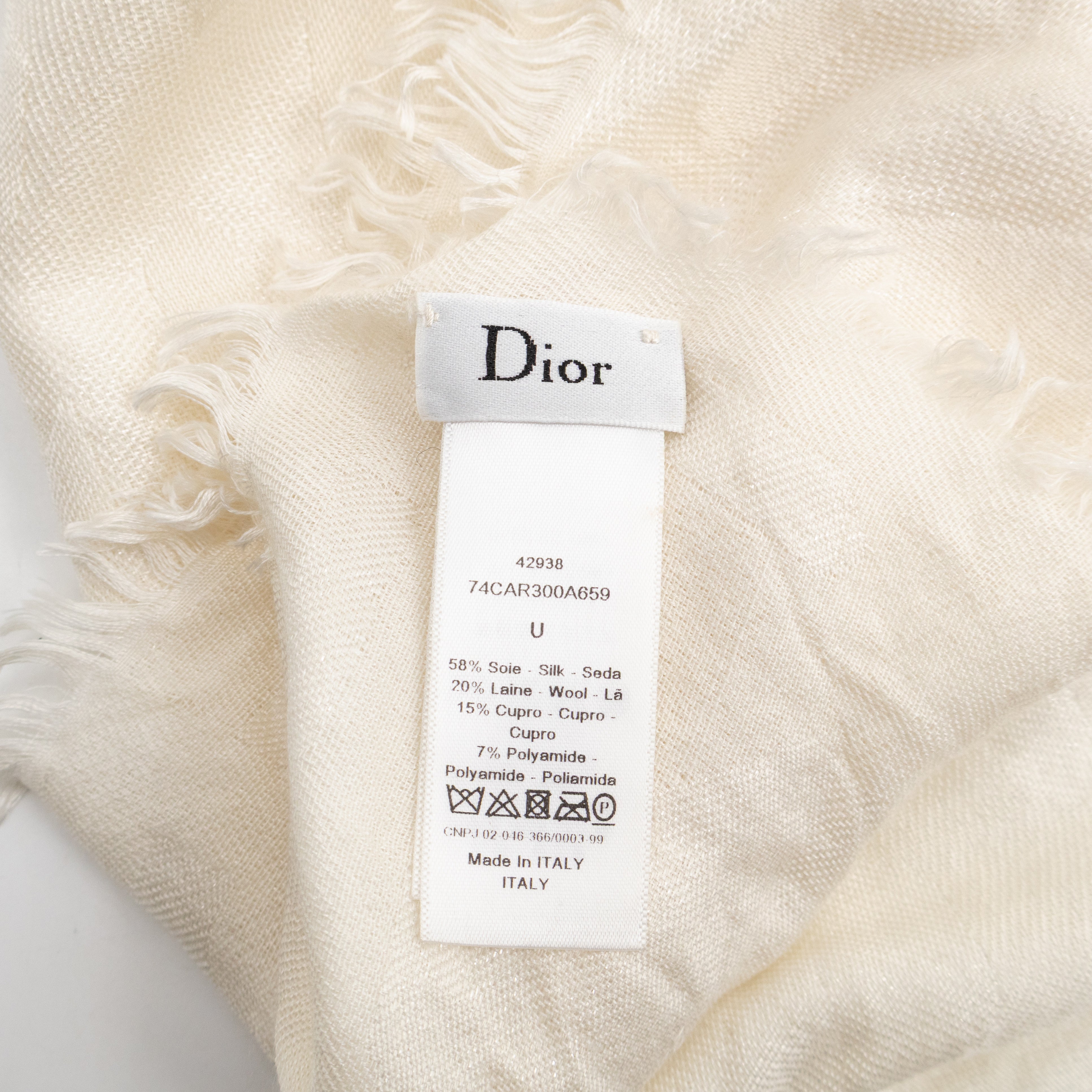 Cannage Scarf Silk Wool White