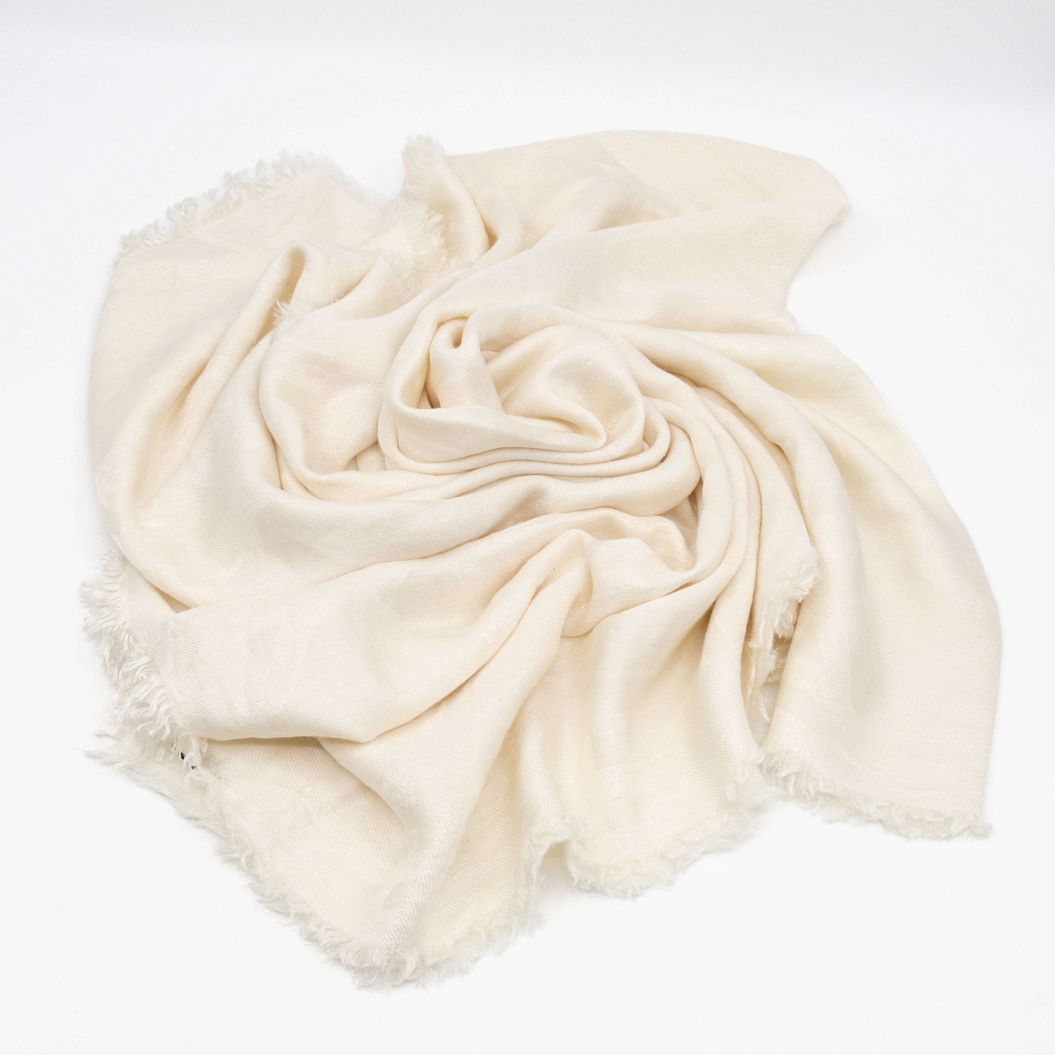 Cannage Scarf Silk Wool White