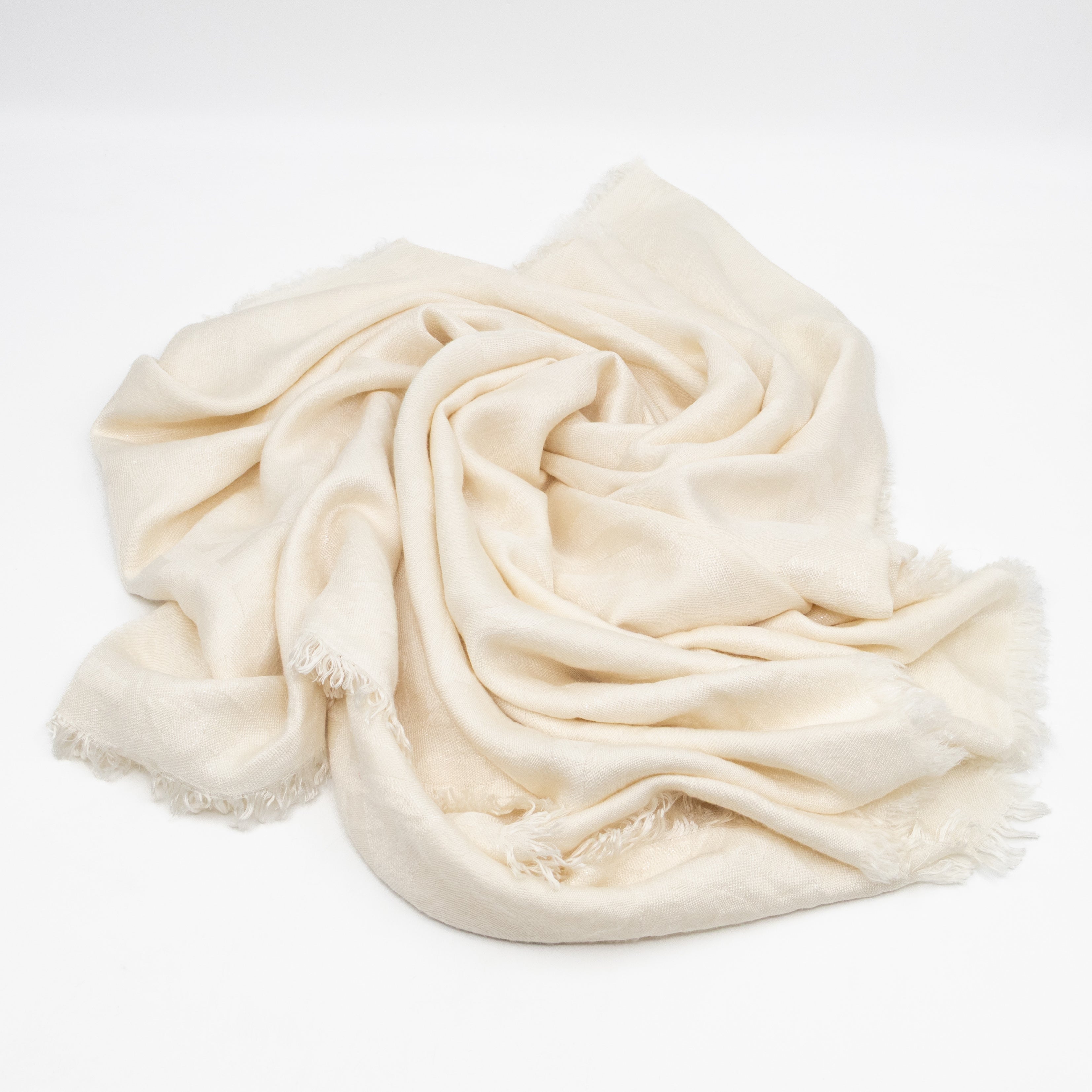 Cannage Scarf Silk Wool White