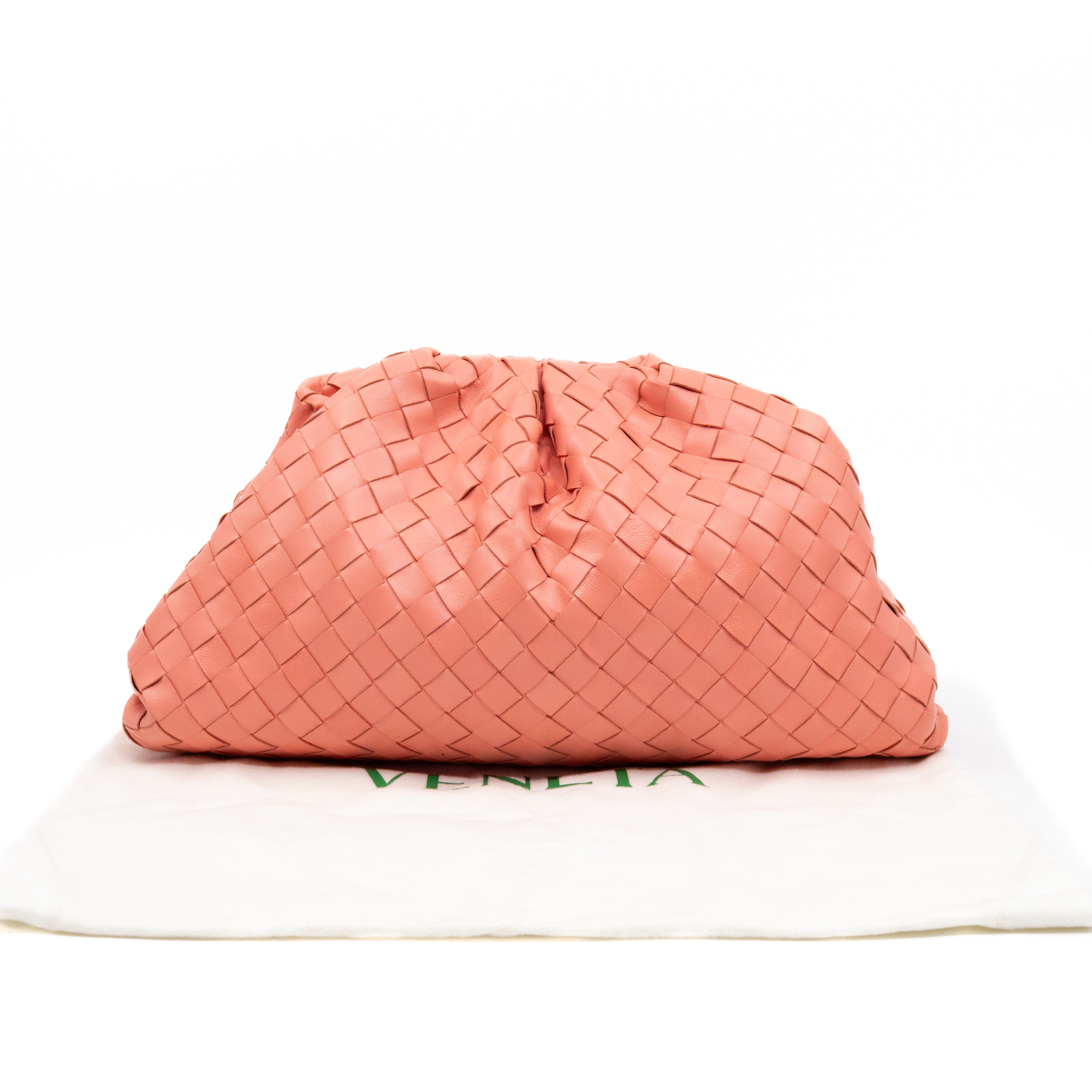 Pouch Clutch Pelle Rosa Intrecciato Leather