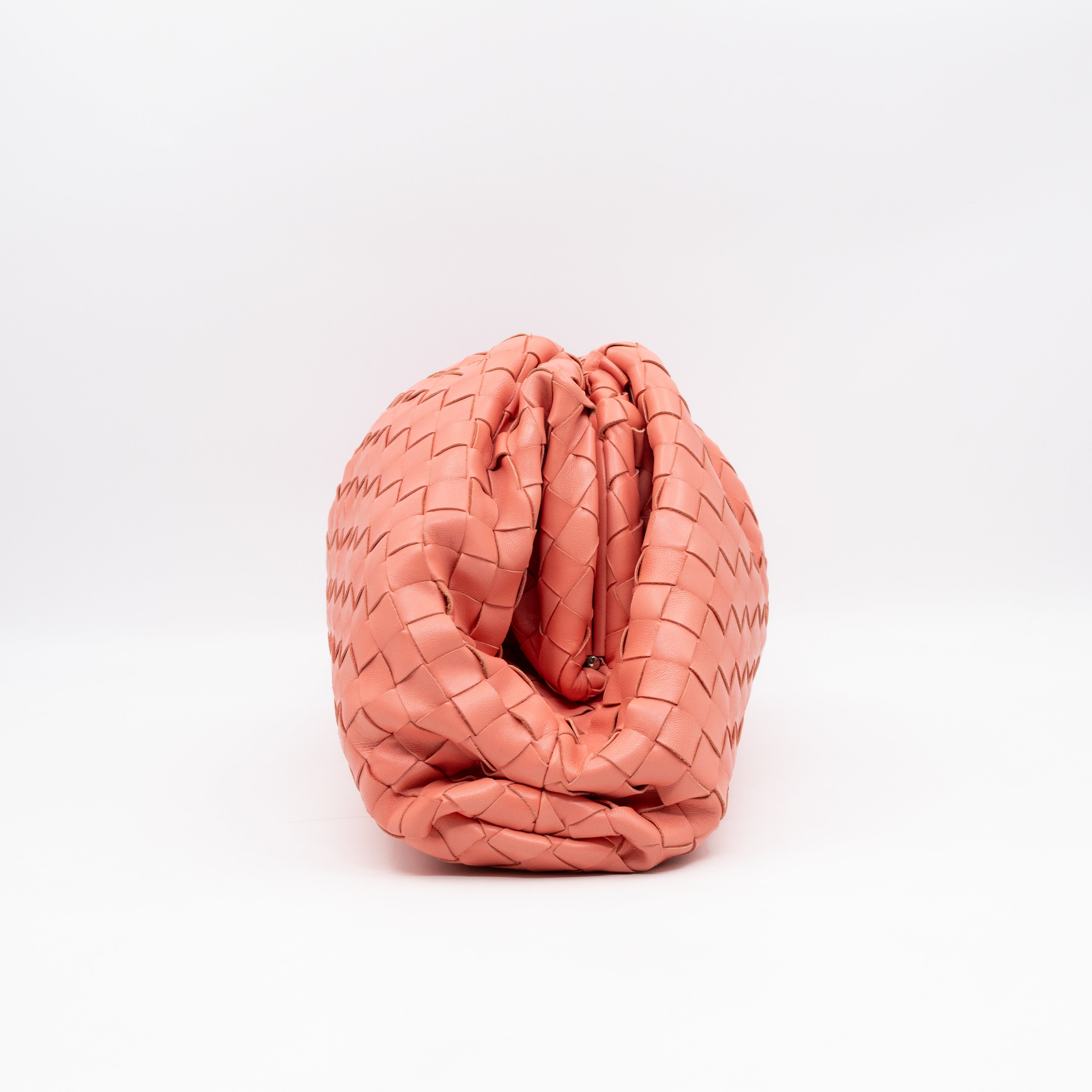 Pouch Clutch Pelle Rosa Intrecciato Leather