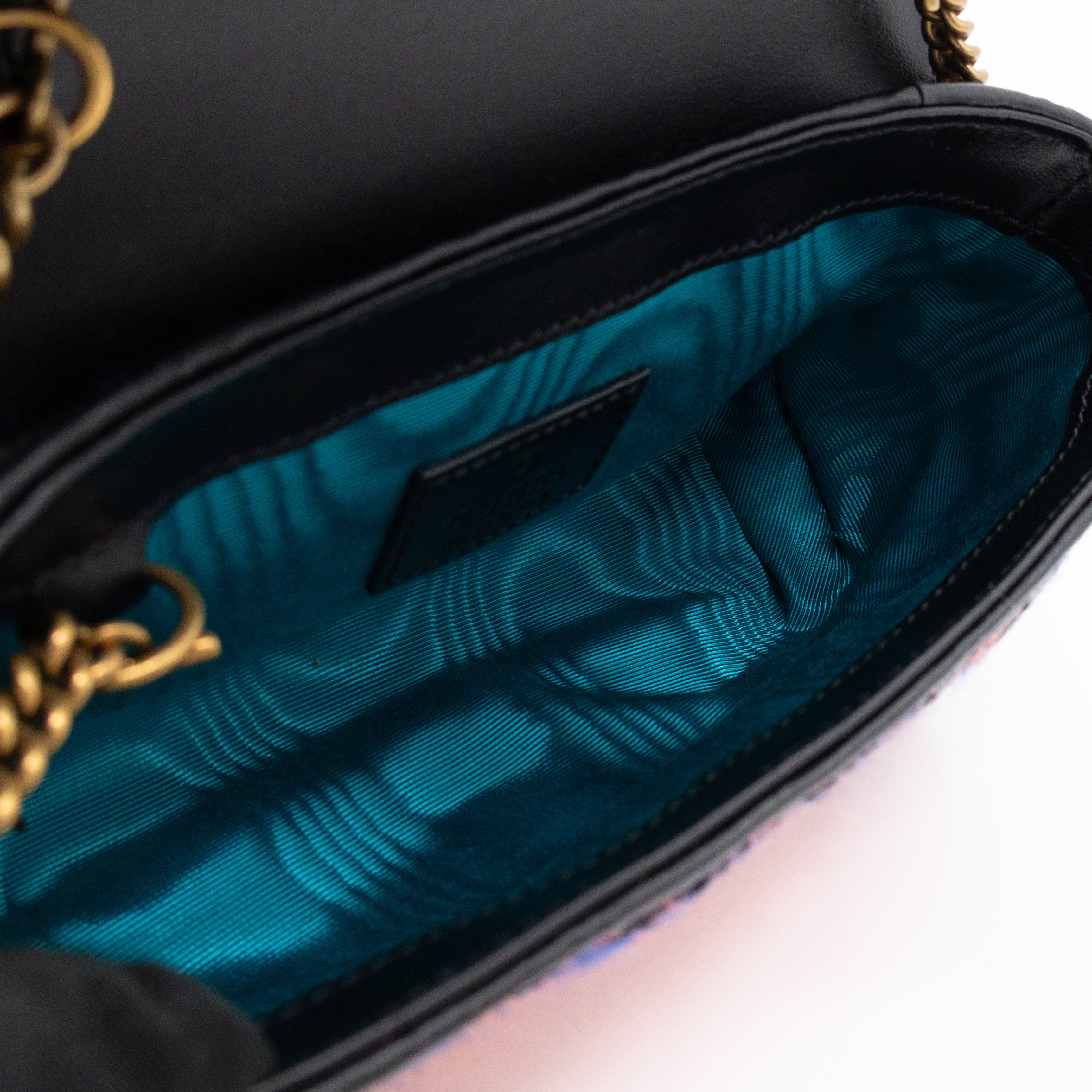 GG Marmont Super Mini Flap Bag Pink Tweed