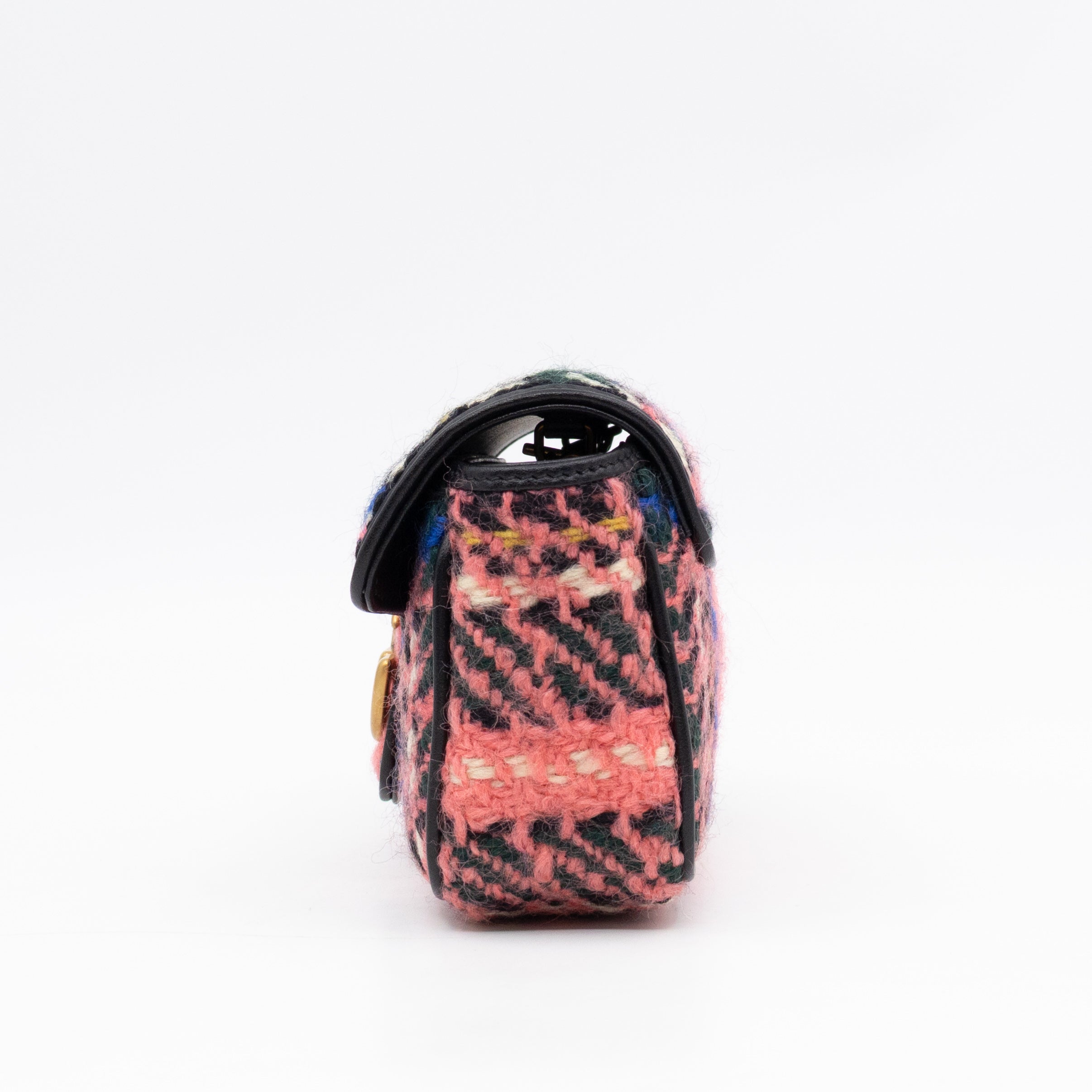 GG Marmont Super Mini Flap Bag Pink Tweed