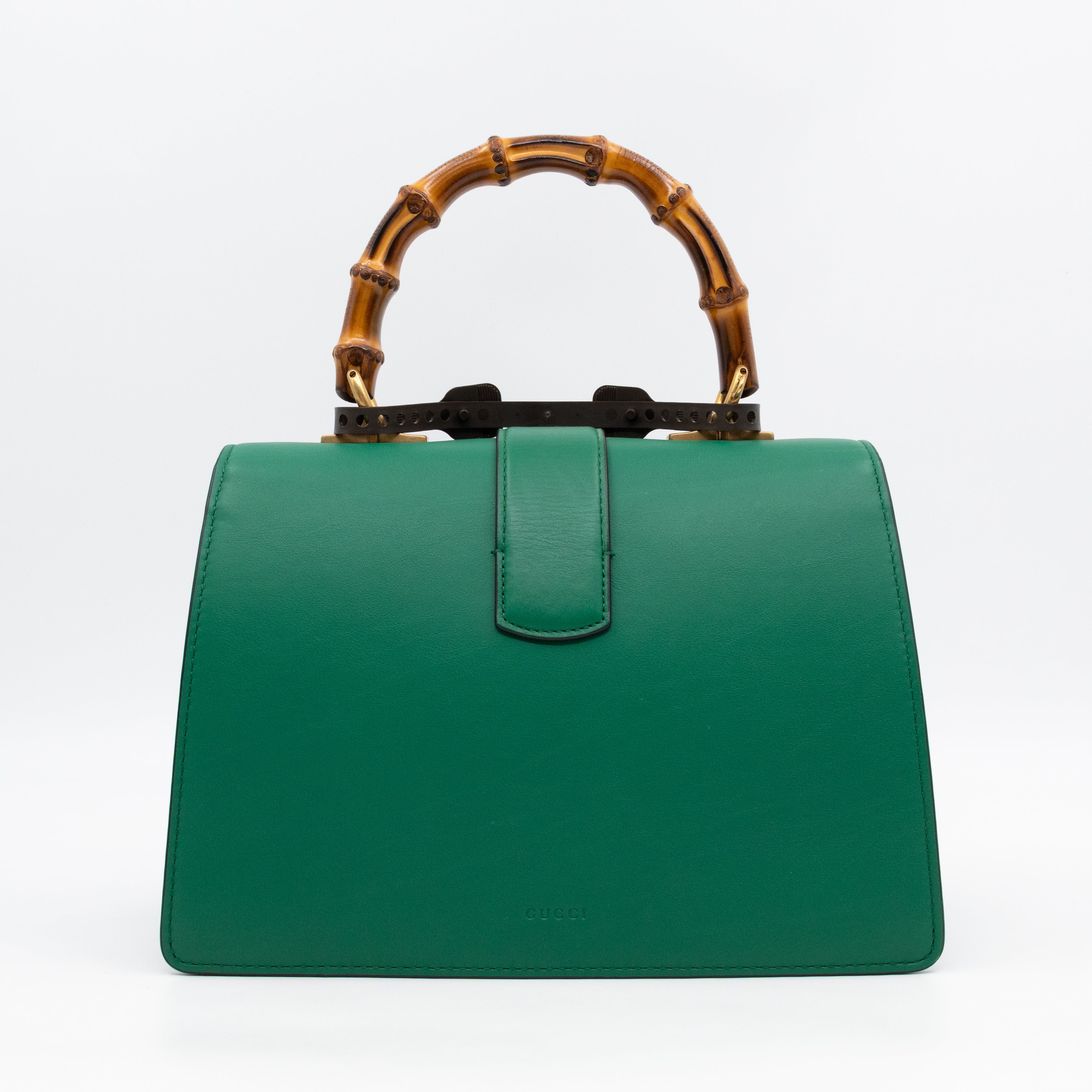 Dionysus Bamboo Top Handle Green Leather