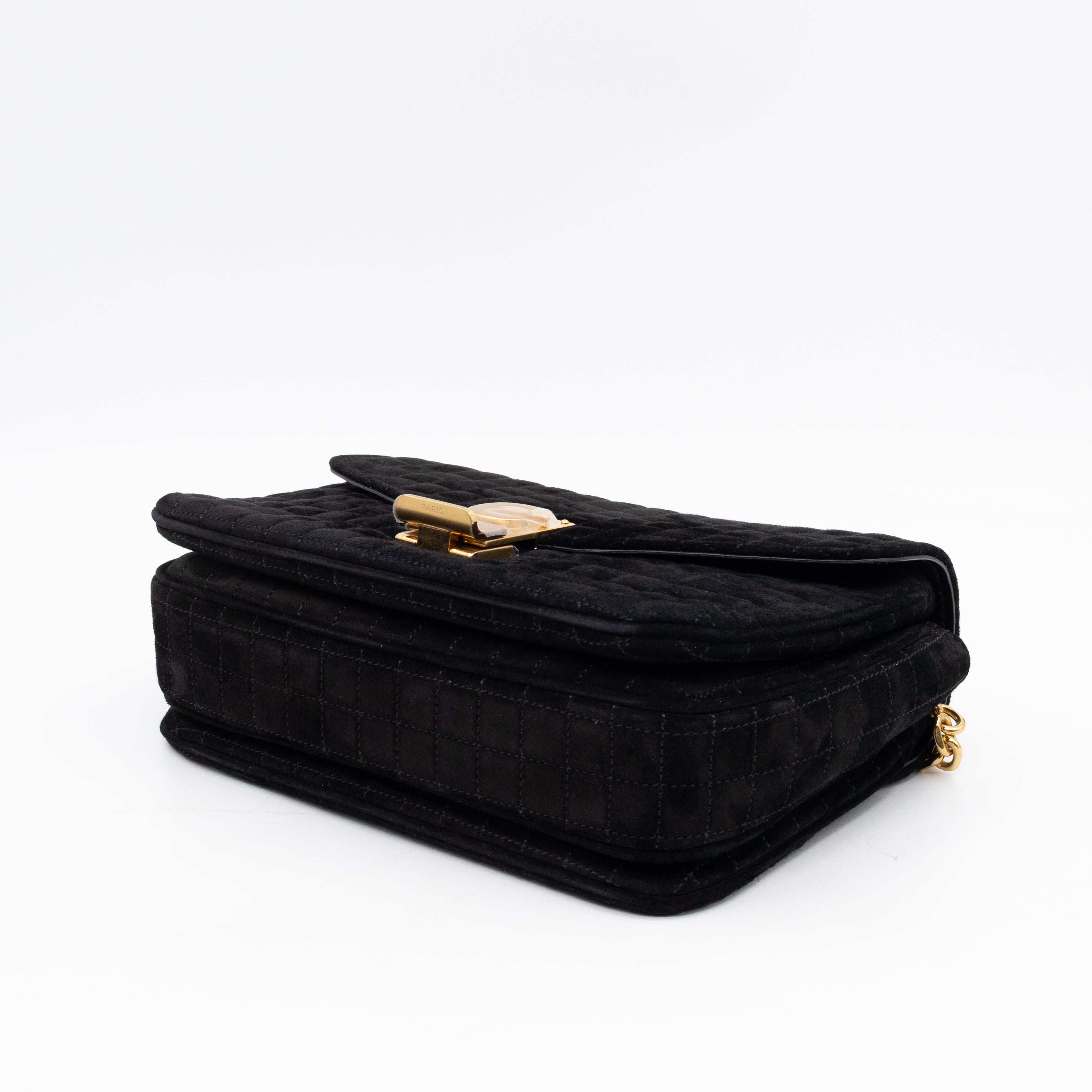 C Bag Medium Black Suede Leather
