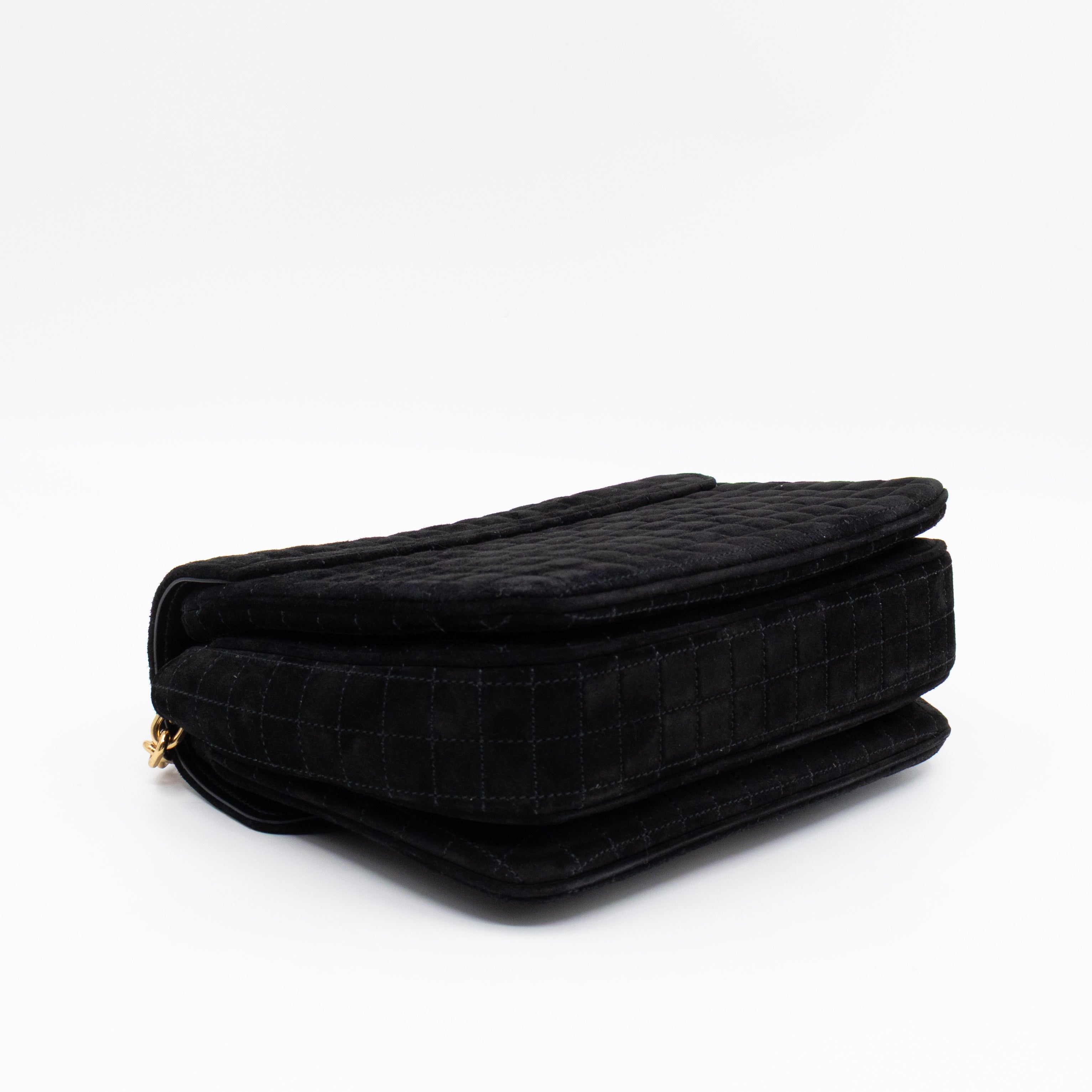 C Bag Medium Black Suede Leather