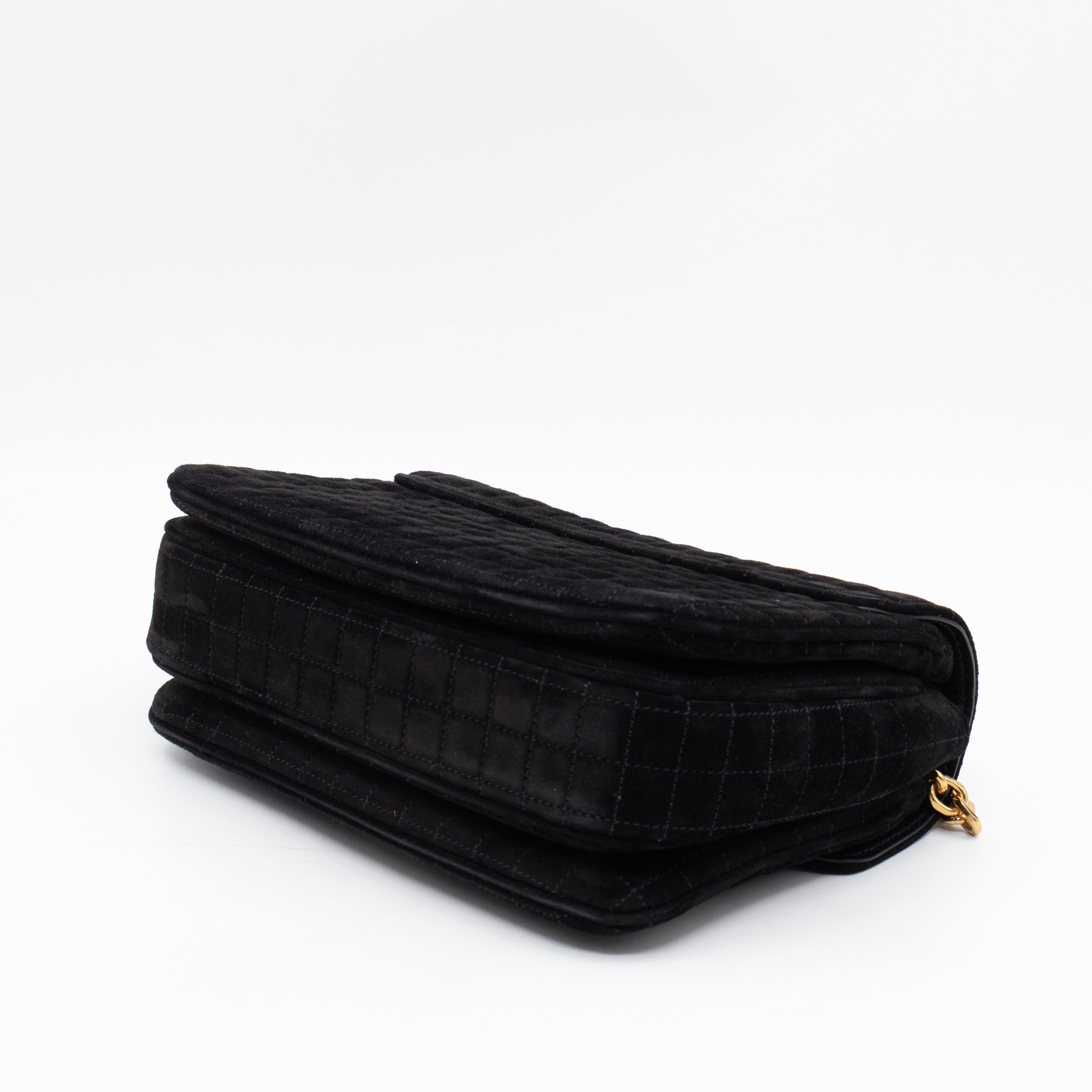 C Bag Medium Black Suede Leather