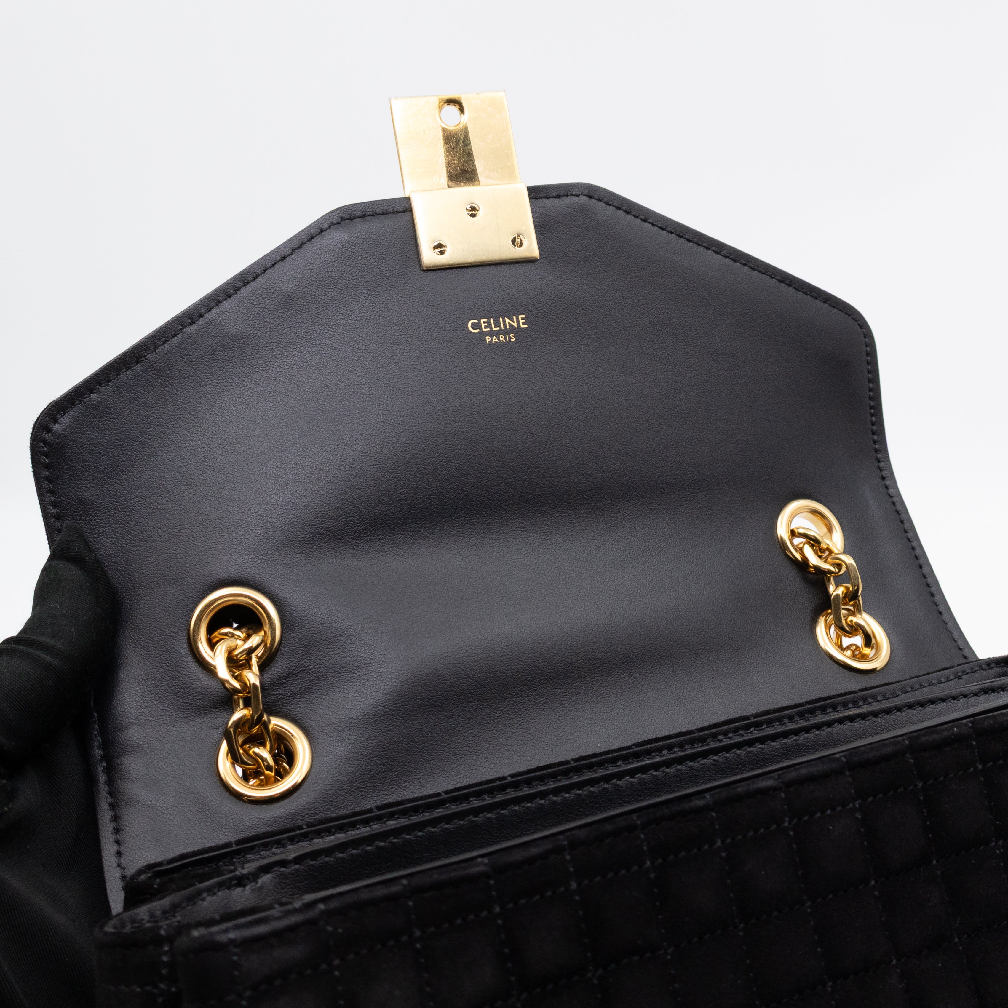 C Bag Medium Black Suede Leather