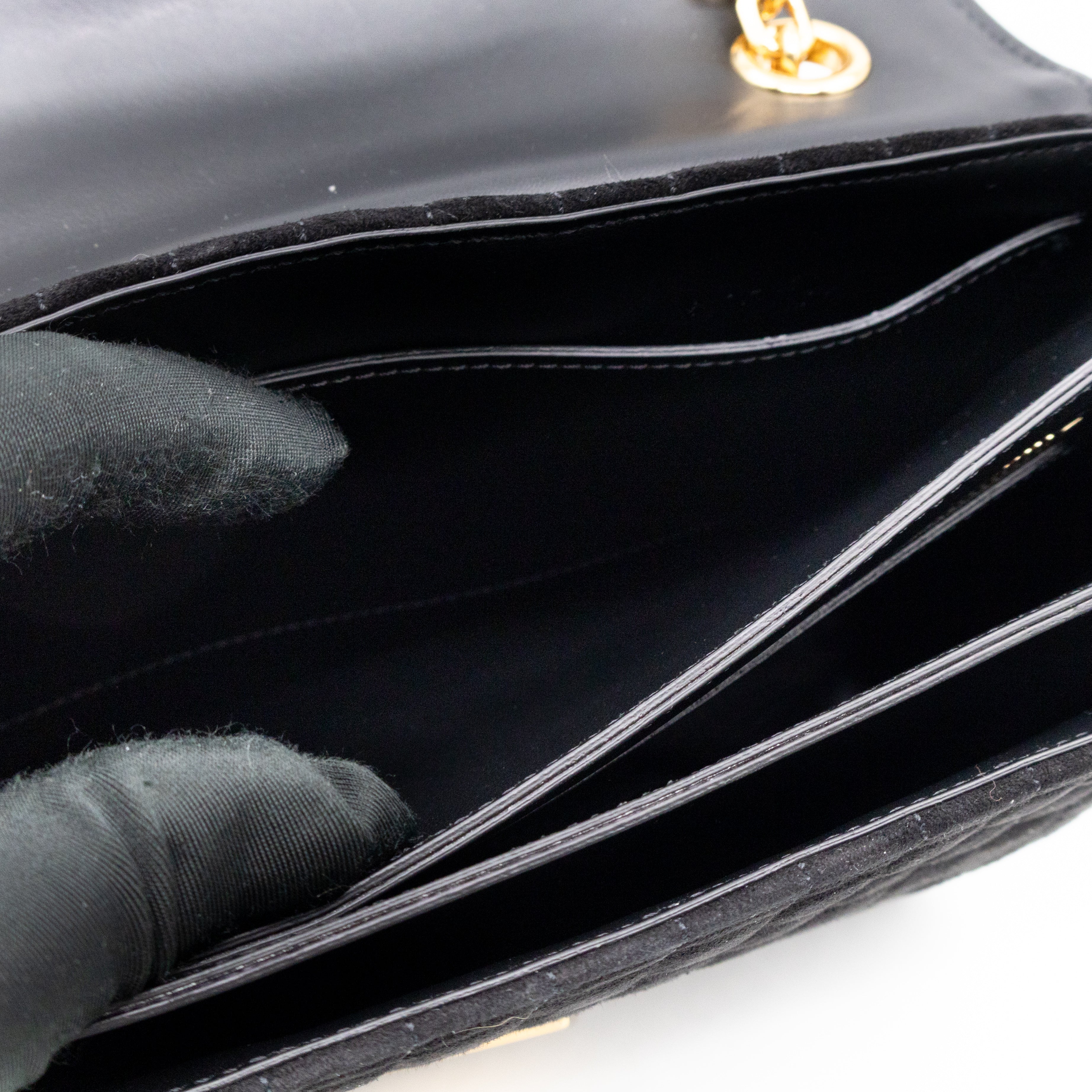 C Bag Medium Black Suede Leather
