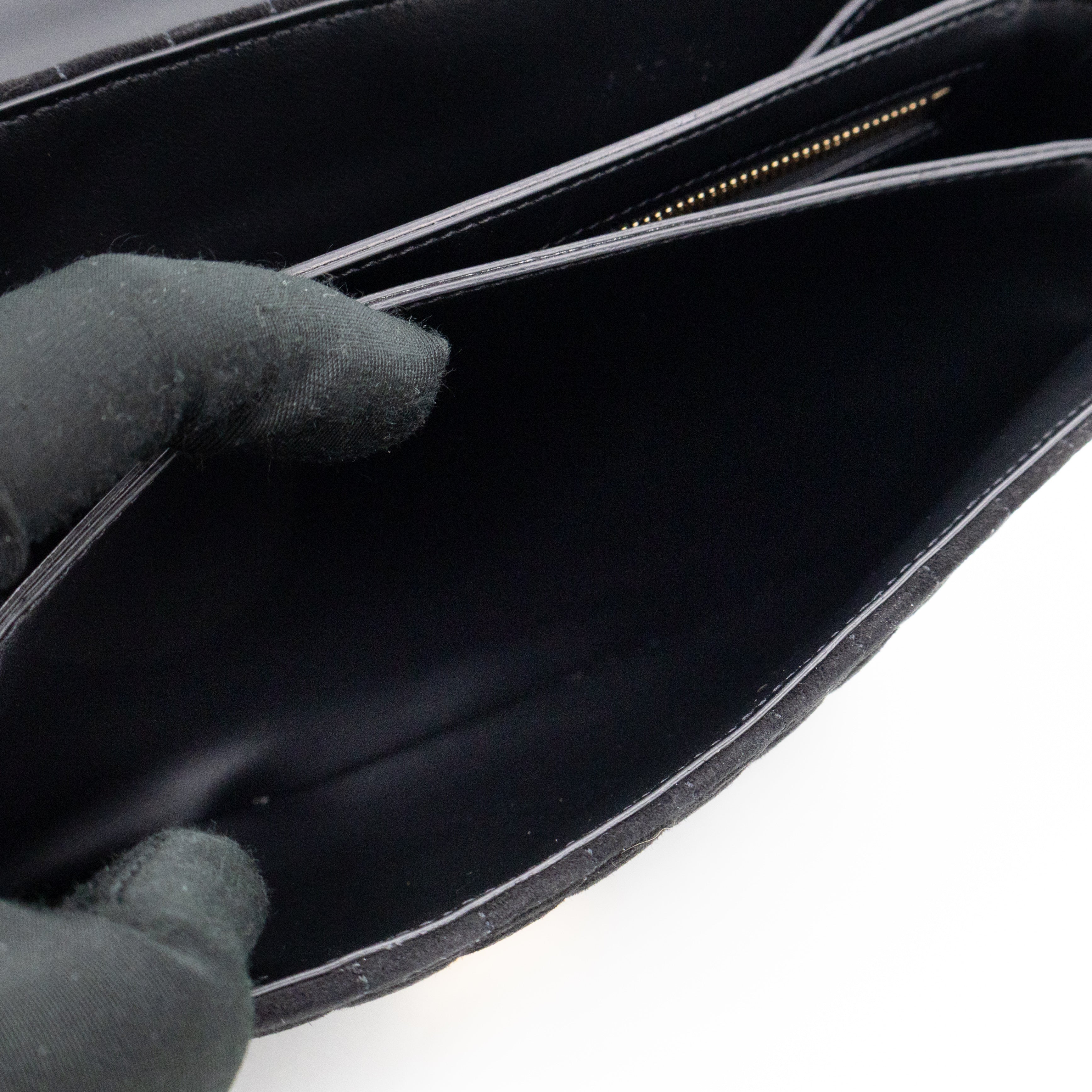 C Bag Medium Black Suede Leather
