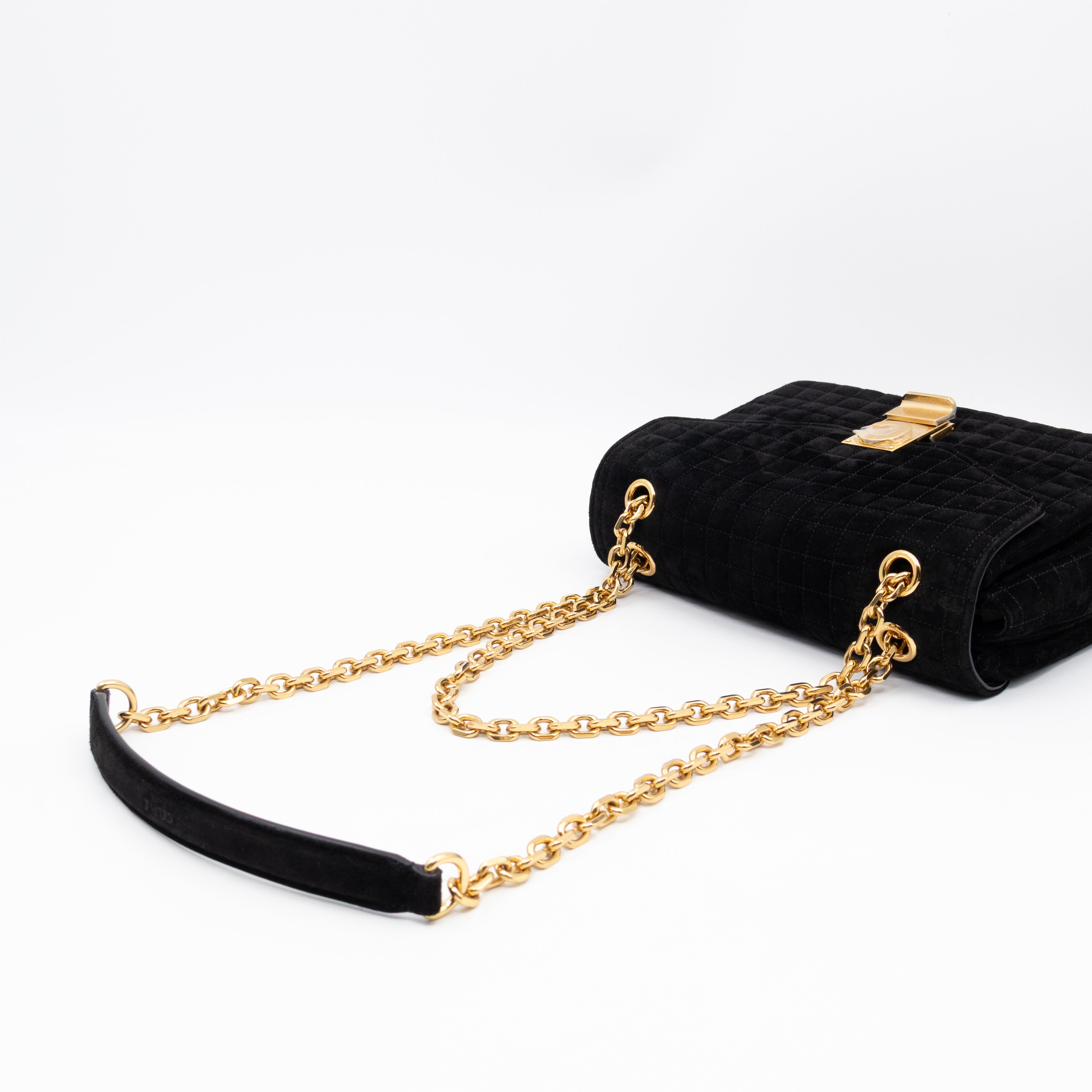 C Bag Medium Black Suede Leather