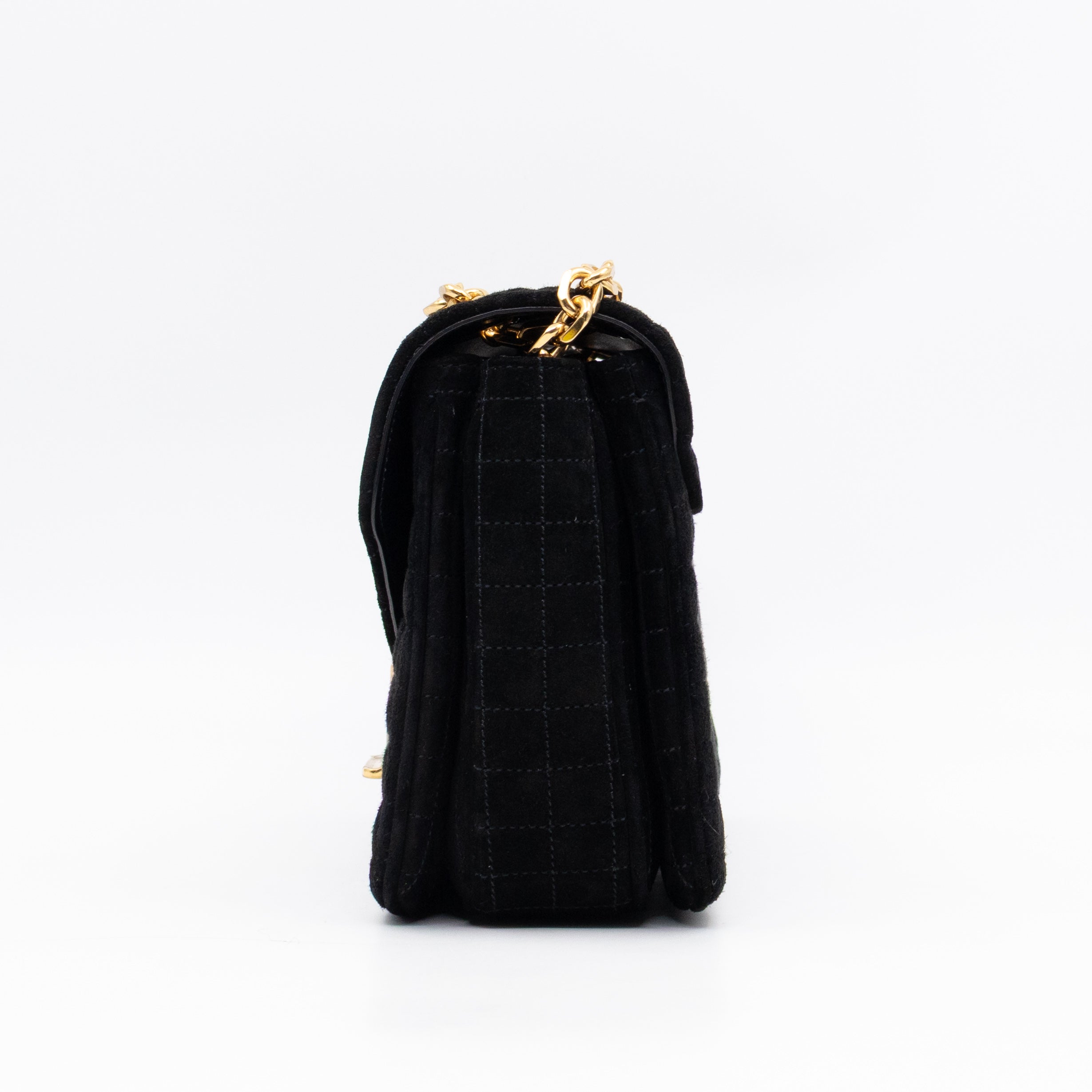 C Bag Medium Black Suede Leather