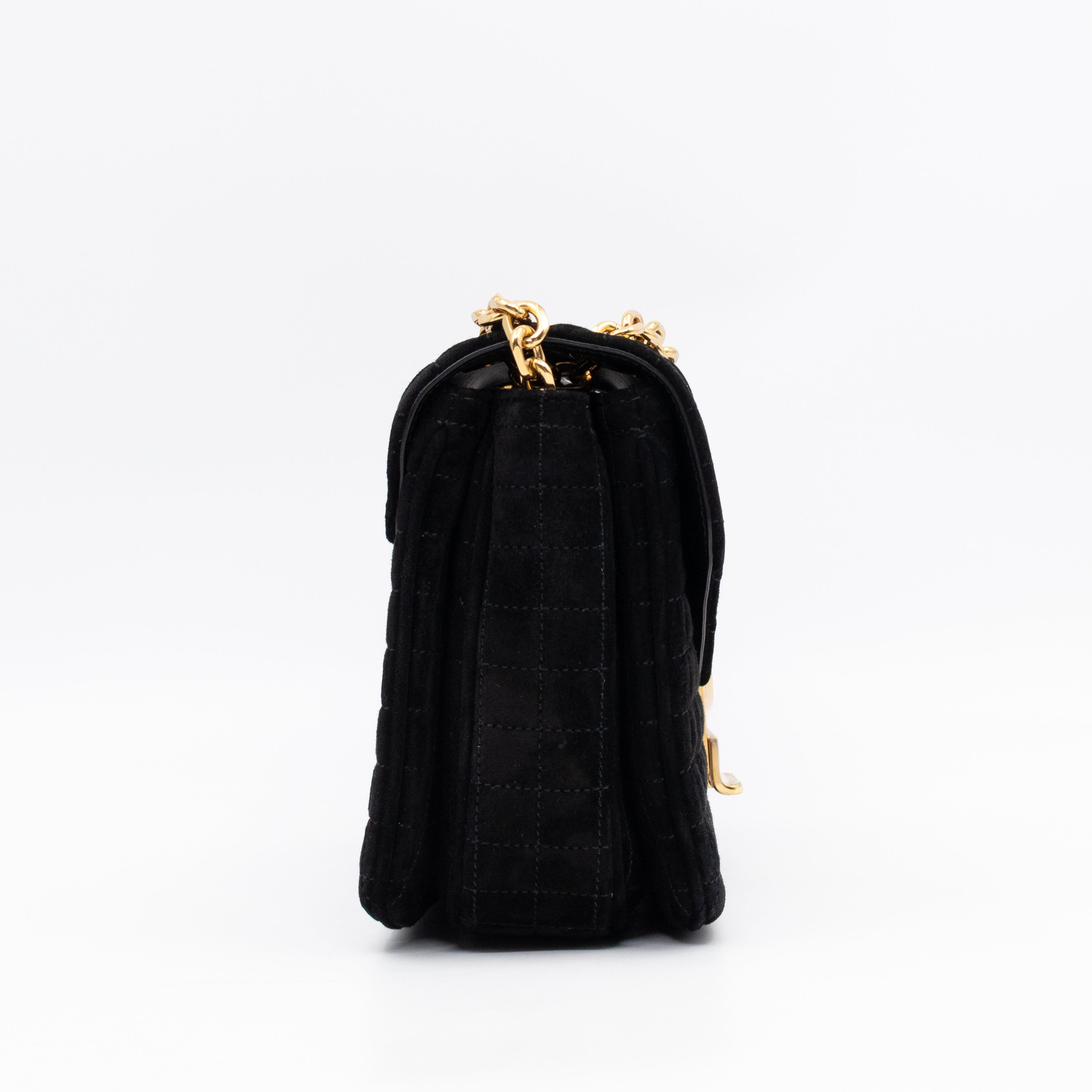 C Bag Medium Black Suede Leather