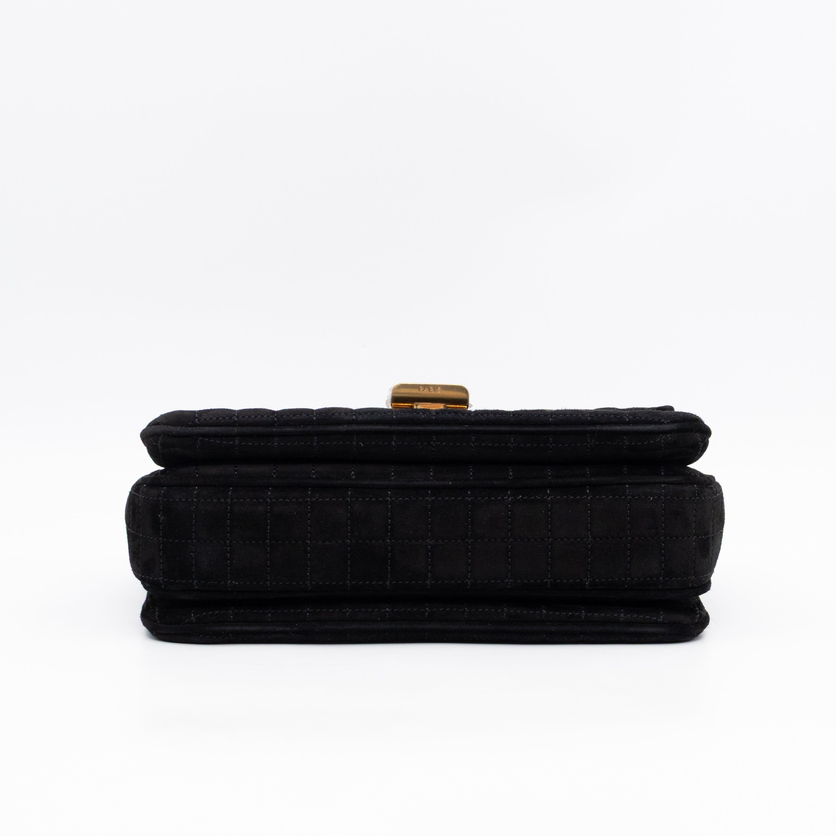 C Bag Medium Black Suede Leather