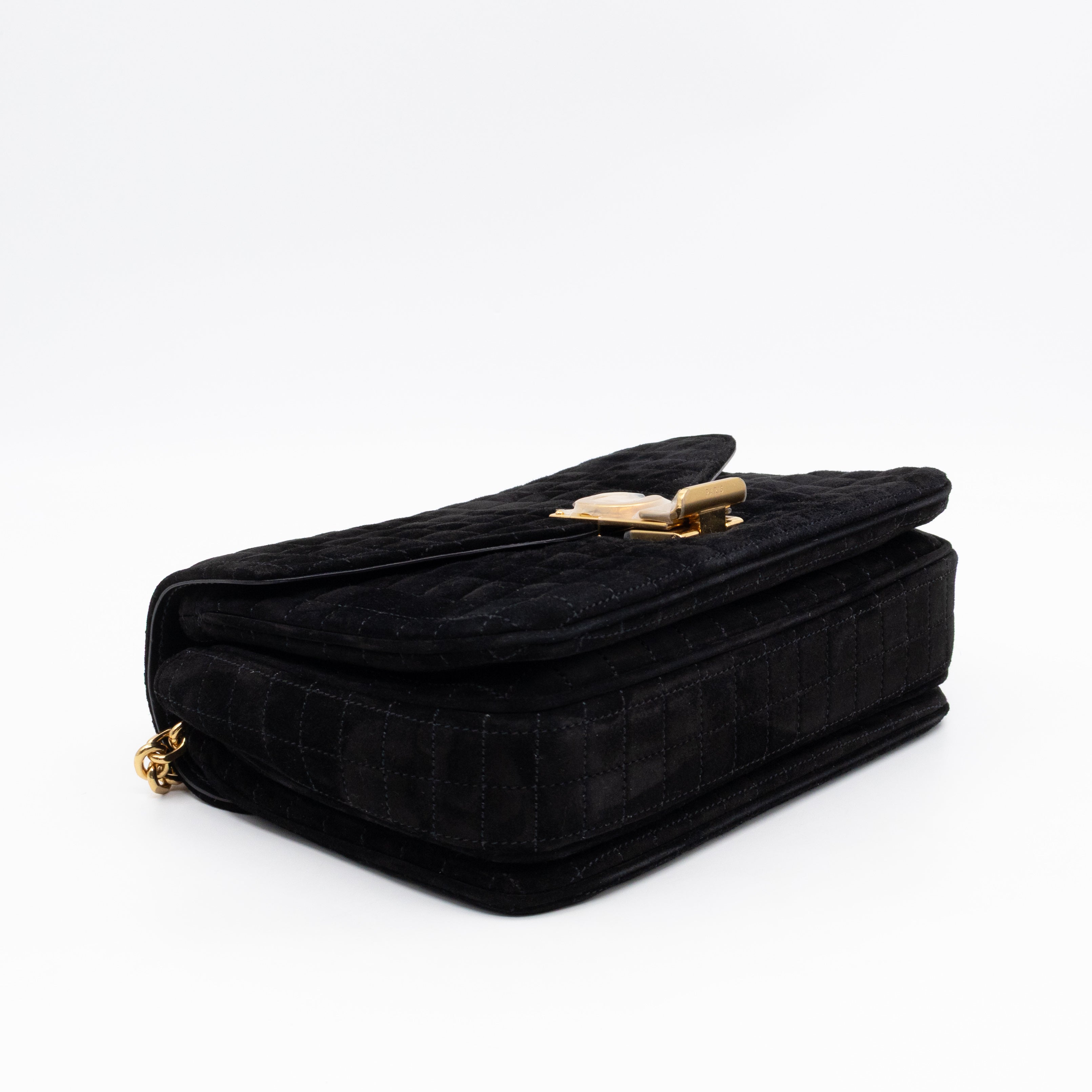 C Bag Medium Black Suede Leather