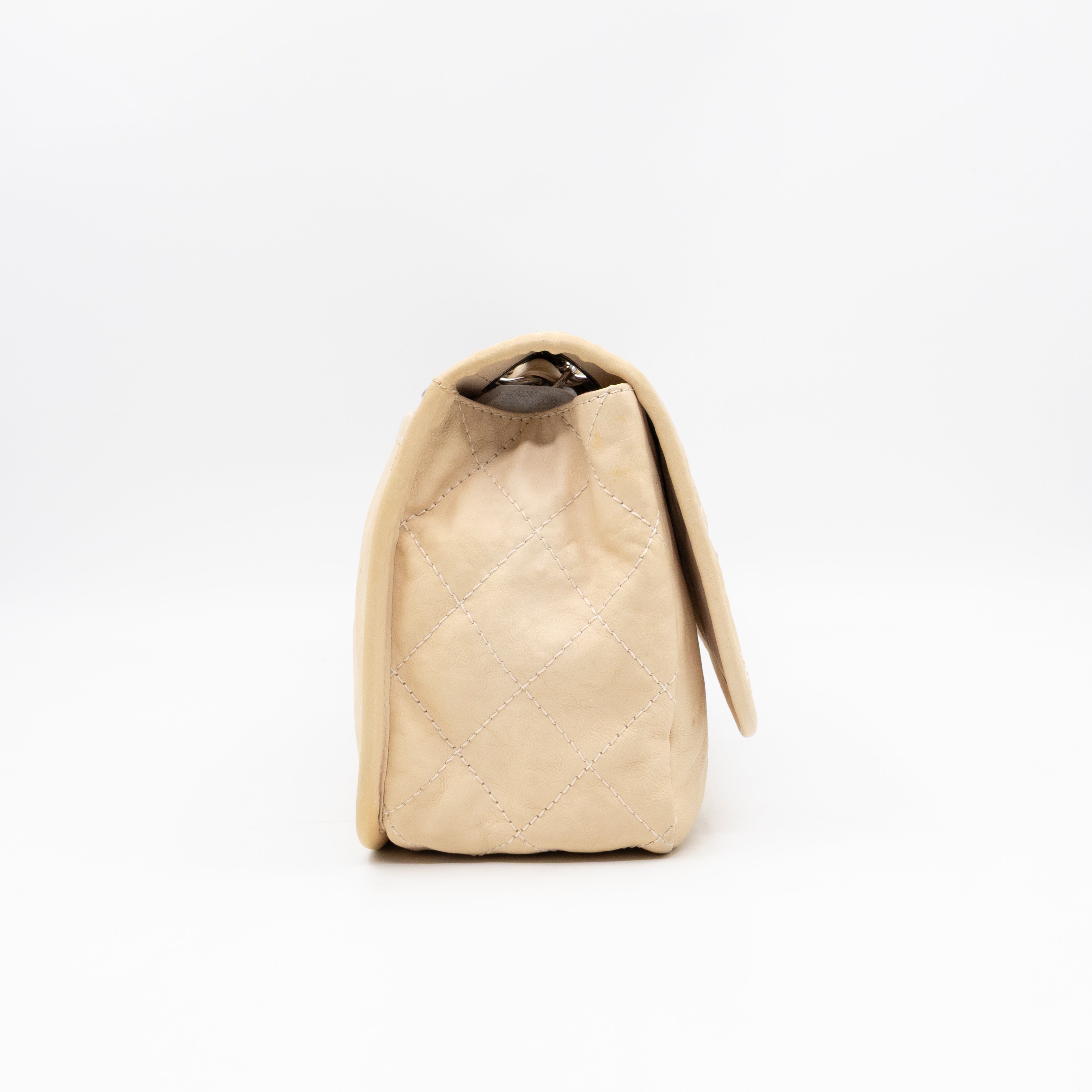 Natural Beauty Split Flap Bag Beige Leather