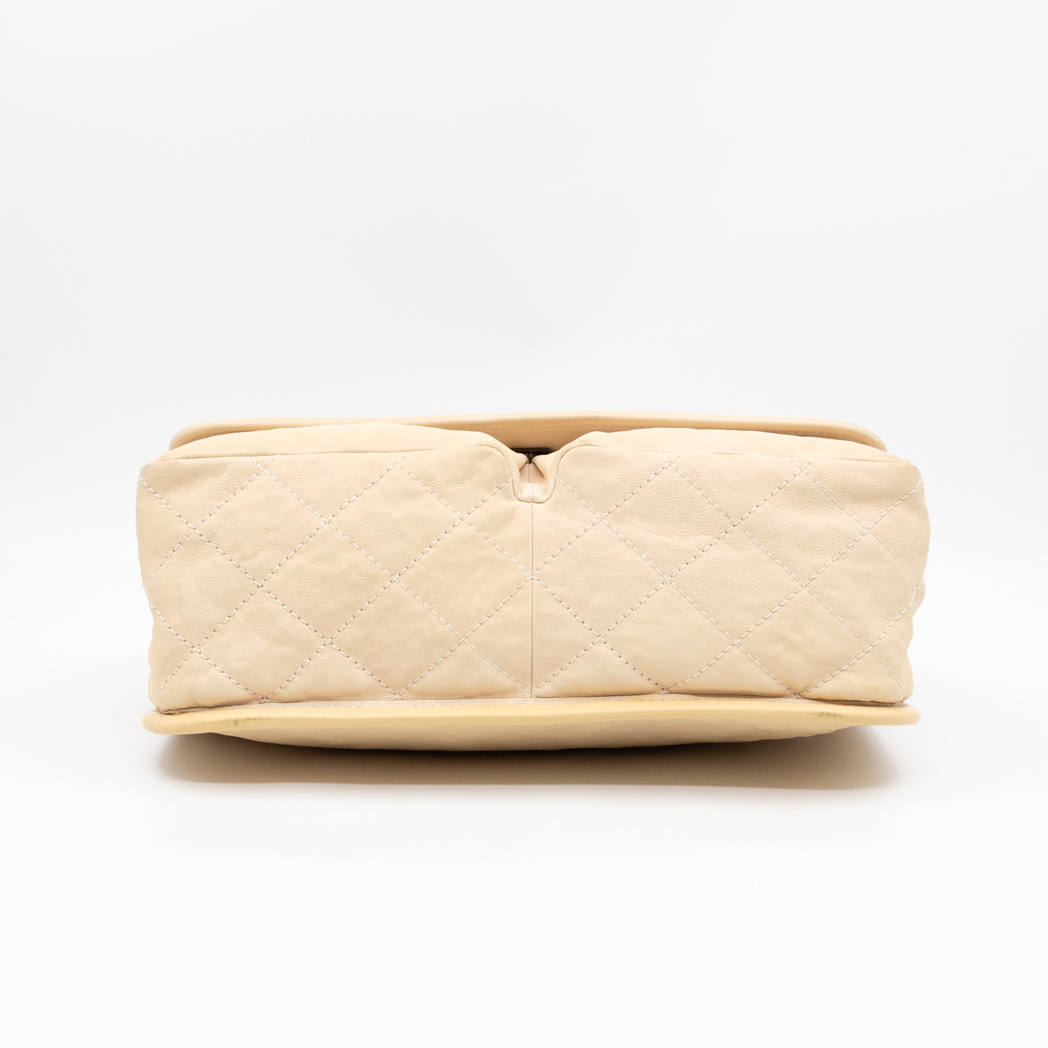 Natural Beauty Split Flap Bag Beige Leather