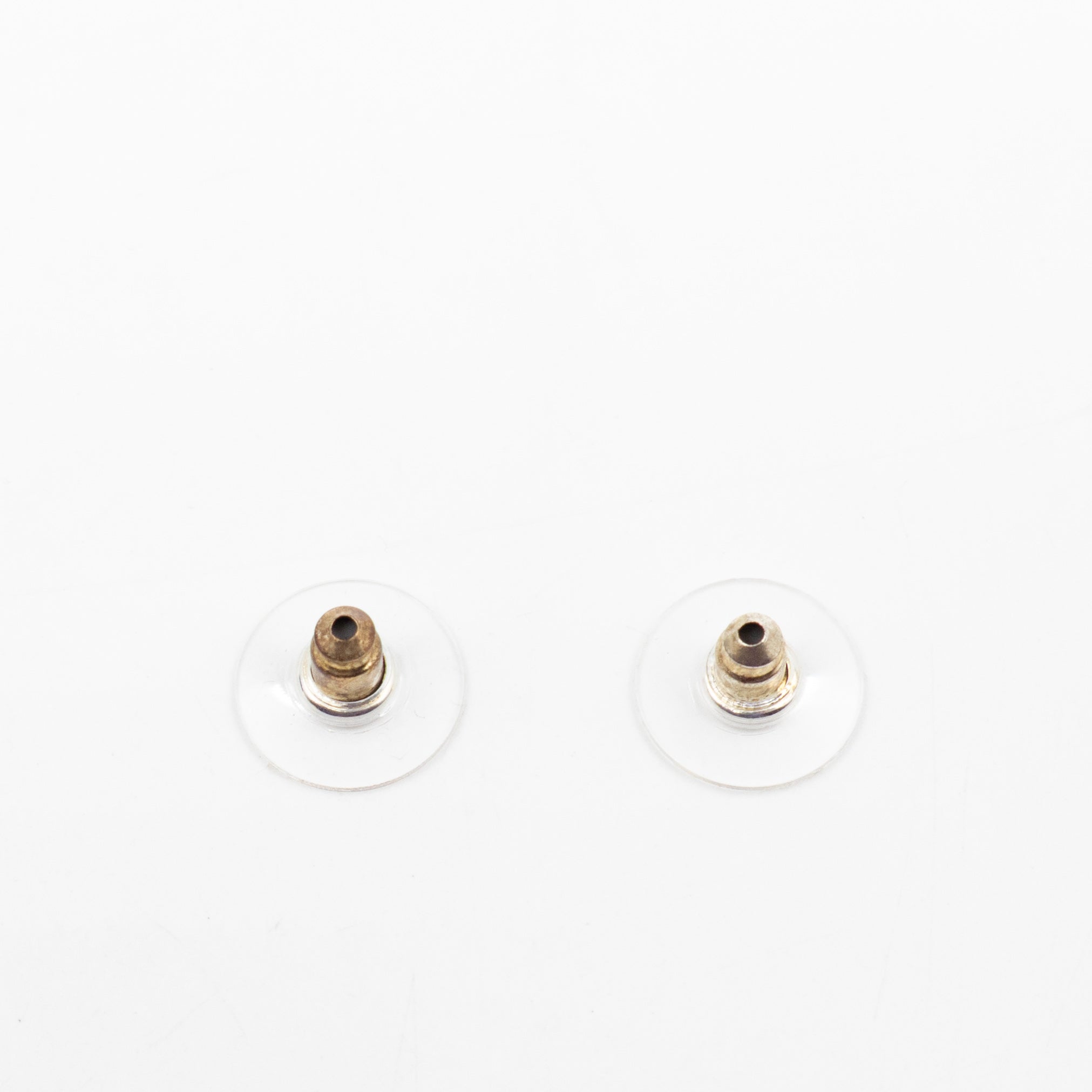 CC Crystal Pearl Button Earrings Aged Silver
