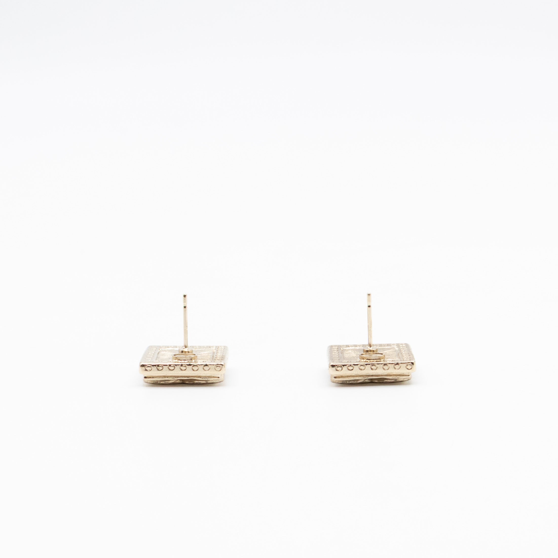 CC Square Crystal Earrings Gold