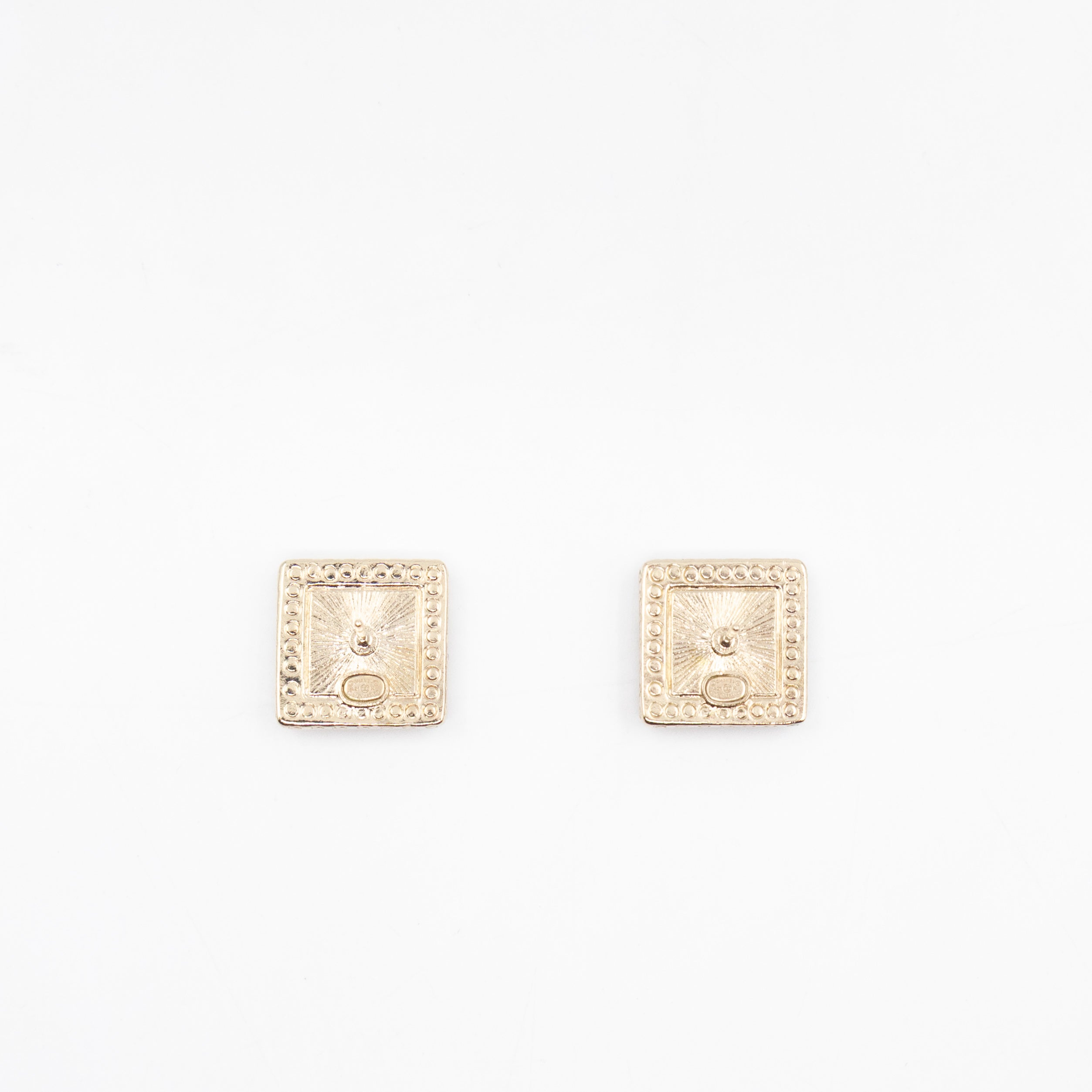 CC Square Crystal Earrings Gold